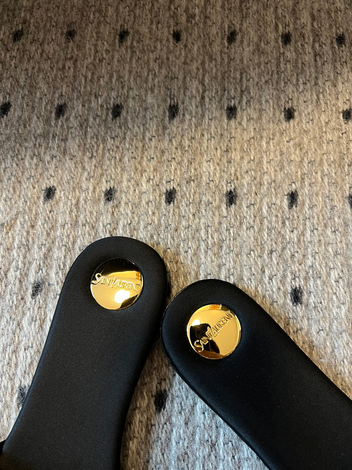 YSL Carlyle Slippers Black Satin