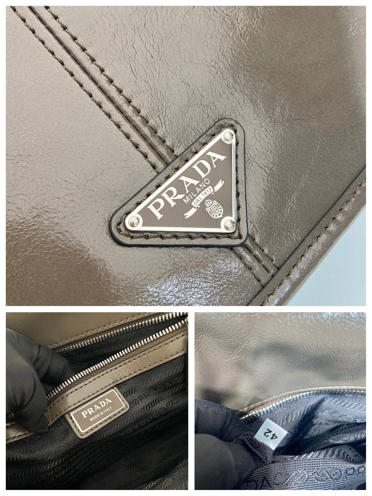 MESSENGER BAG 30 IN TROUT GRAY SOFT AND SHINY CALFSKIN