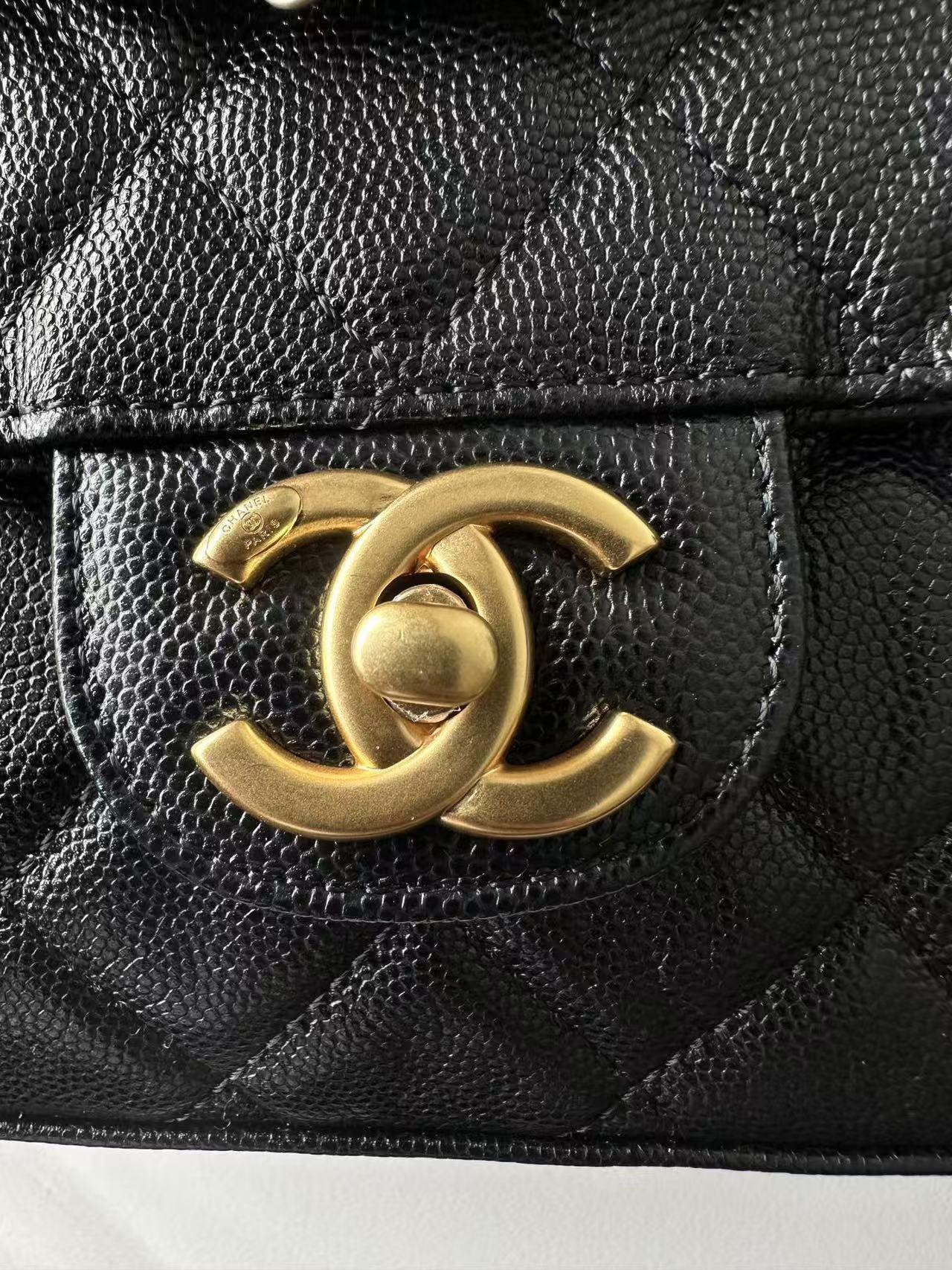 CC AS5240 Flap Bag 22cm Black Caviar Leather