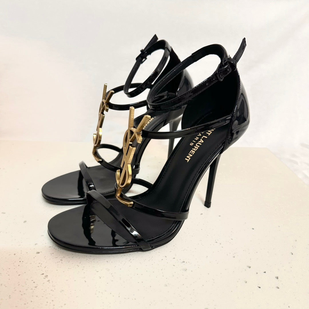 SL Cassandra 100 Sandals Black Patent Calfskin