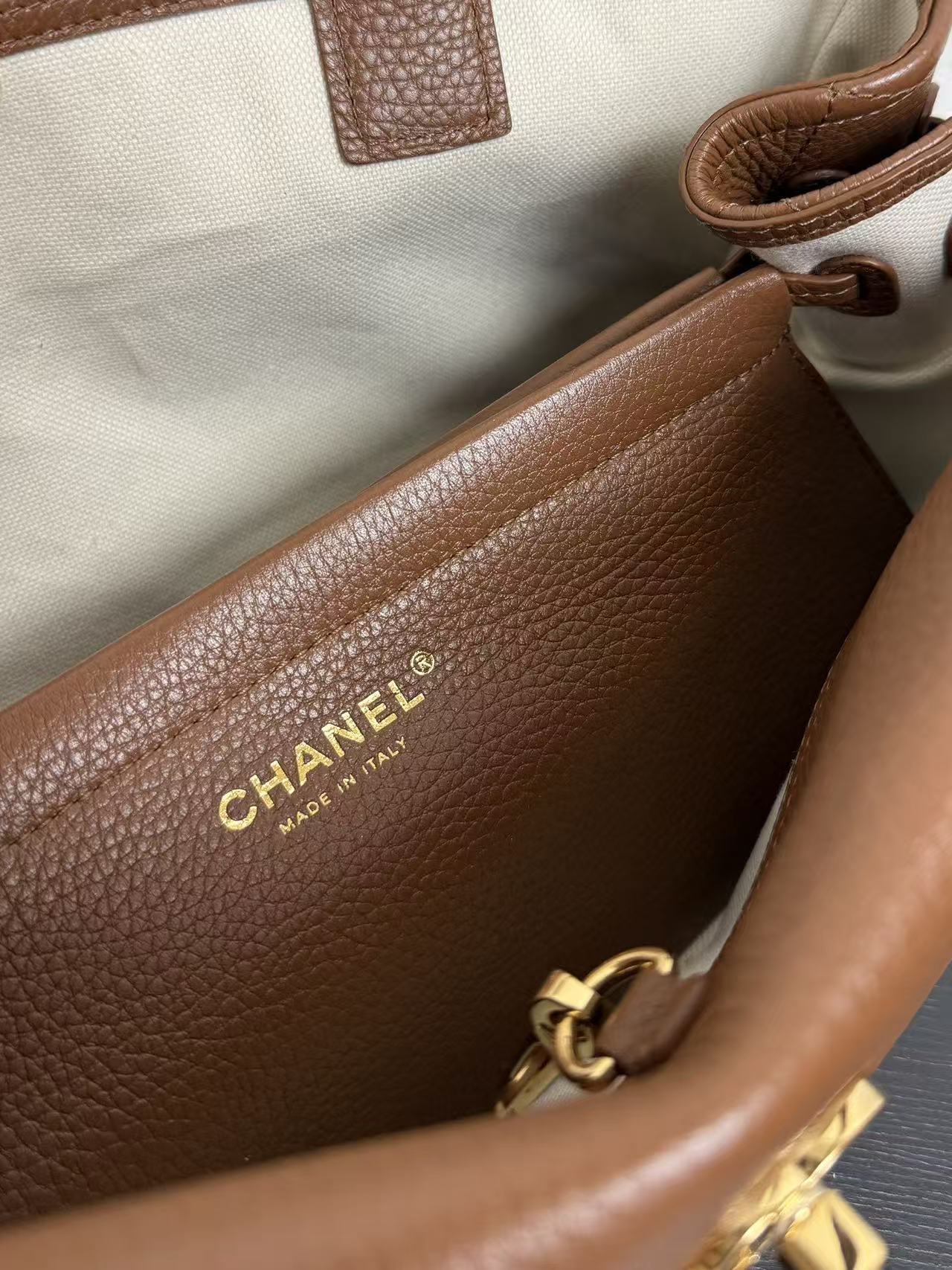 CC 26ss Small Shopping Bag 30.5cm Brown Grain Leather