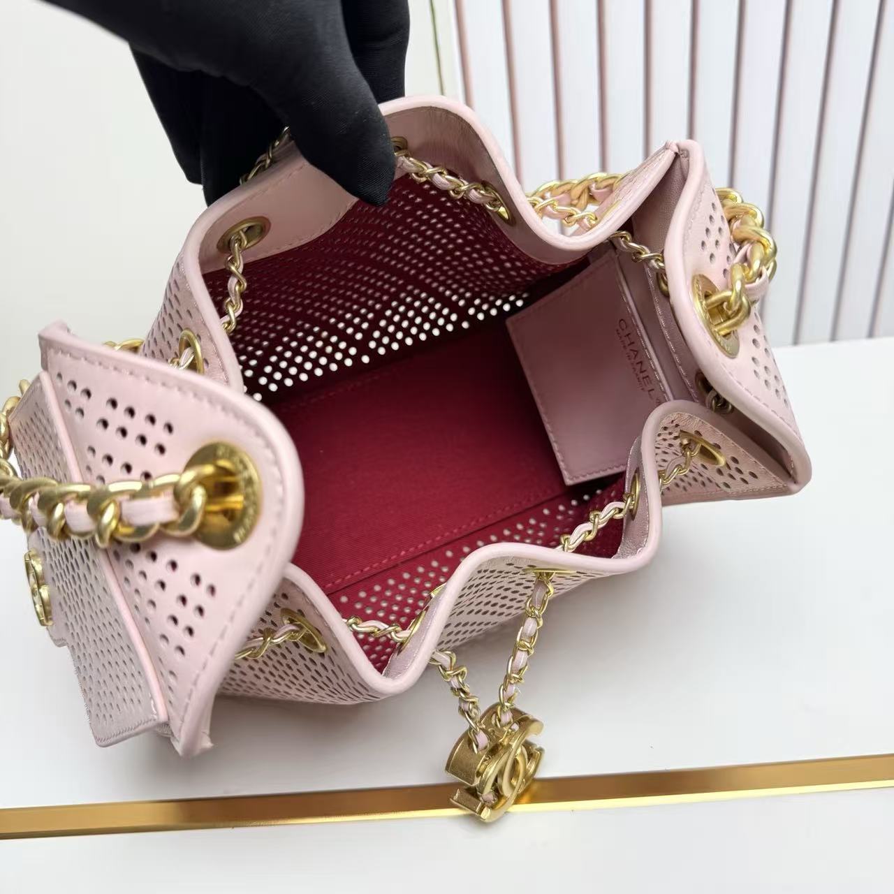 CC 26s Small Handbag 22cm Light Pink Perforated Calfskin