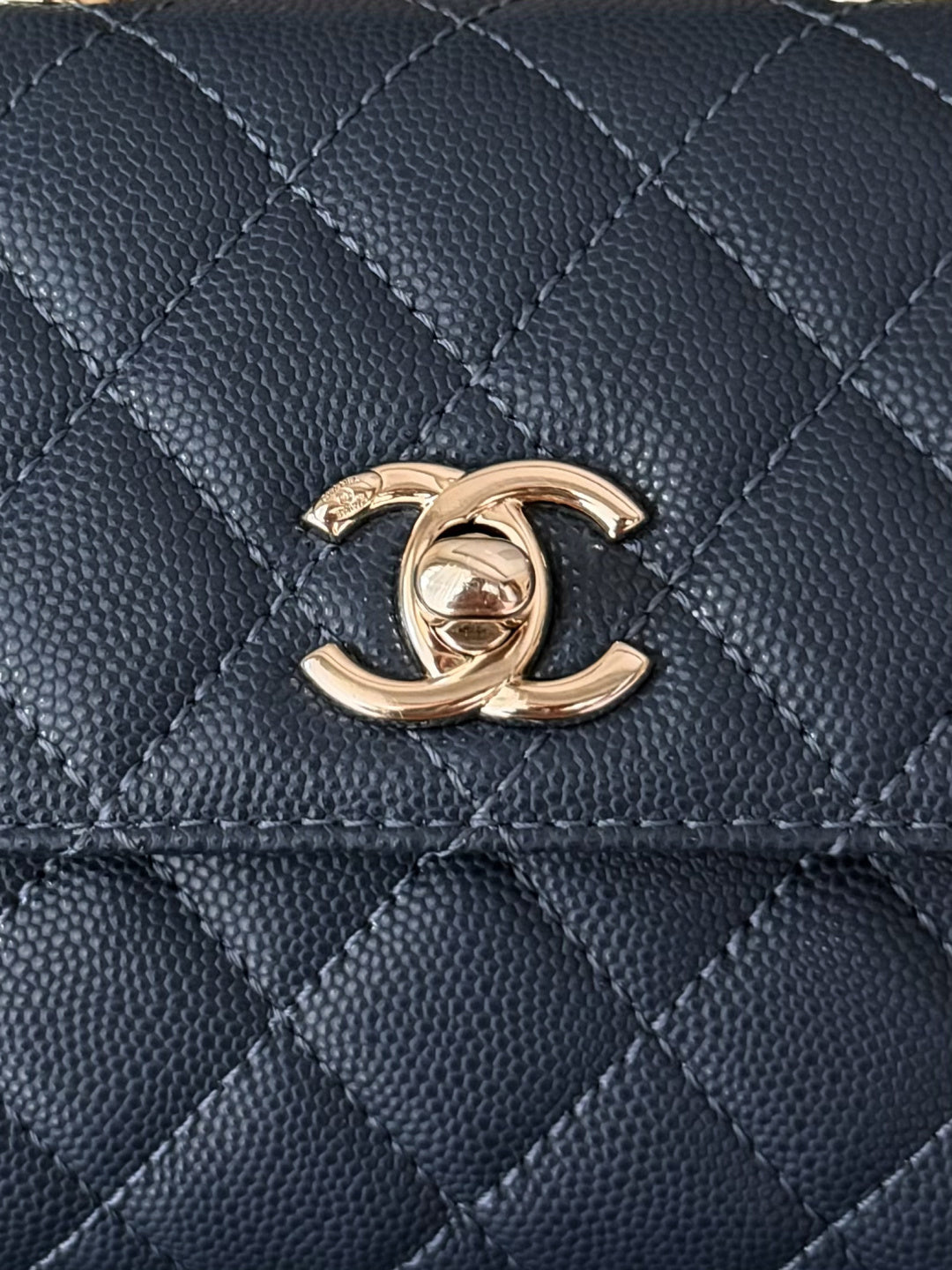 CC 26s Mini Flap Bag 14.5cm with Top Handle Dark Blue Caviar Leather