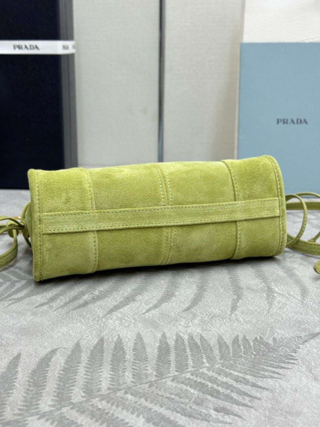 Pra Bonnie Bag 24cm Green Suede Leather 293818