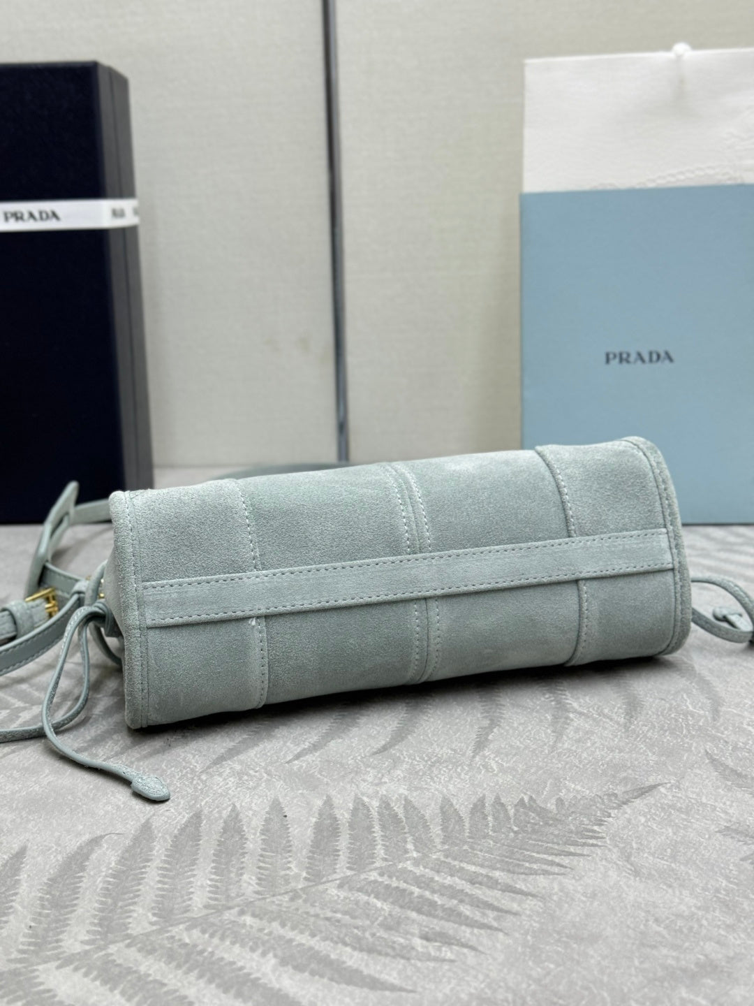 Pra Bonnie Bag 24cm Light Stale Blue Suede Leather 293794