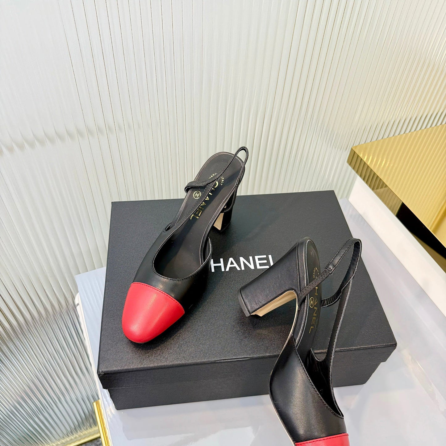 CC 26 Slingback High Heel 9cm Red Black Lambskin 714018