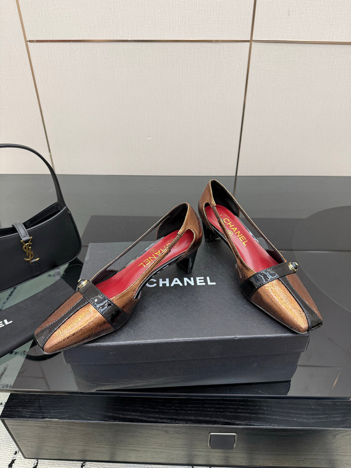 CC 26P Slingback 5cm Brown Black Patent Leather 791611