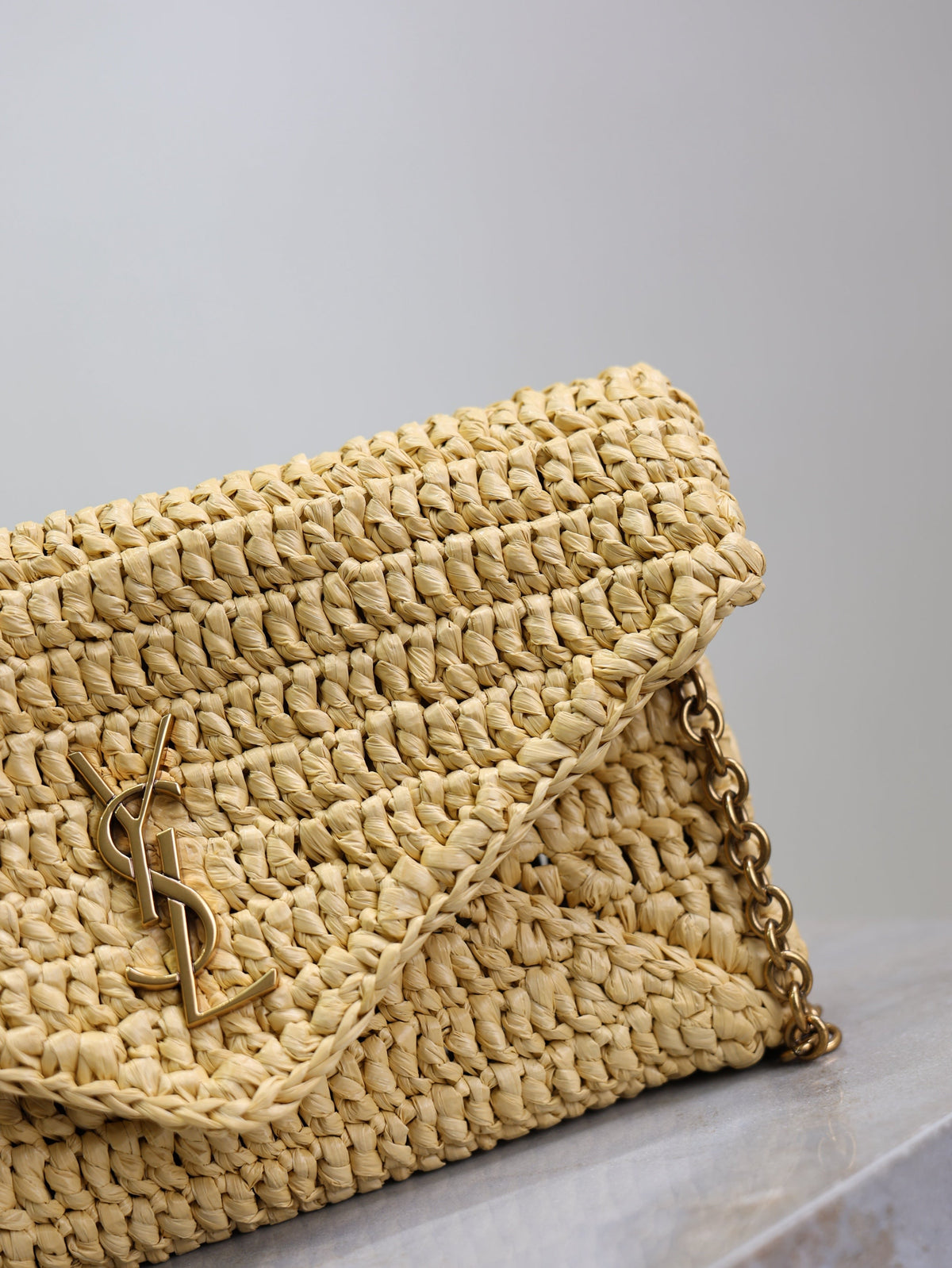 Prada Calypso Bag 19cm Beige Raffia Leather