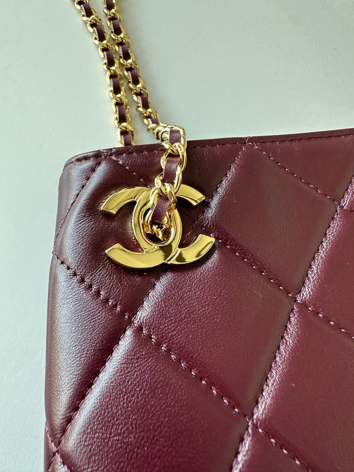 CC Mini Shopping Wine Red Quited Lambskin 292270