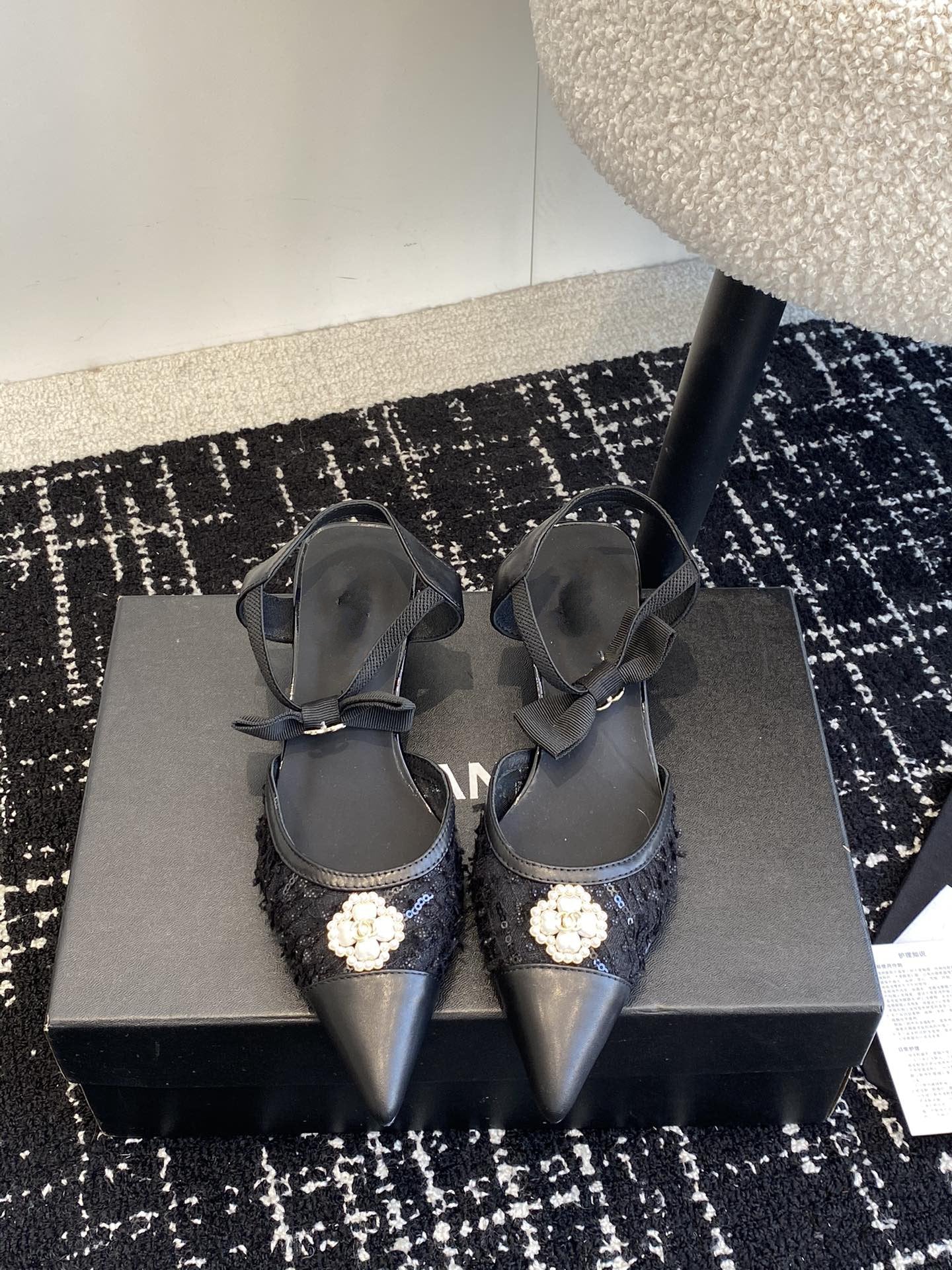 slingbacks 45 black tweed lambskin