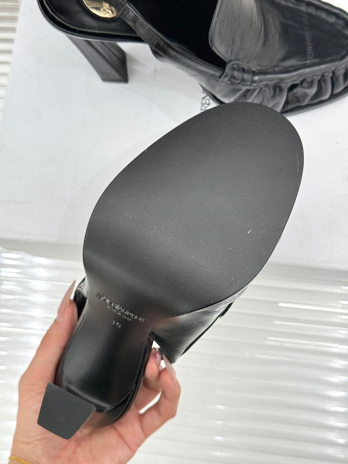 YSL 26WF Le Slingback 10.5cm Black Leather 642955