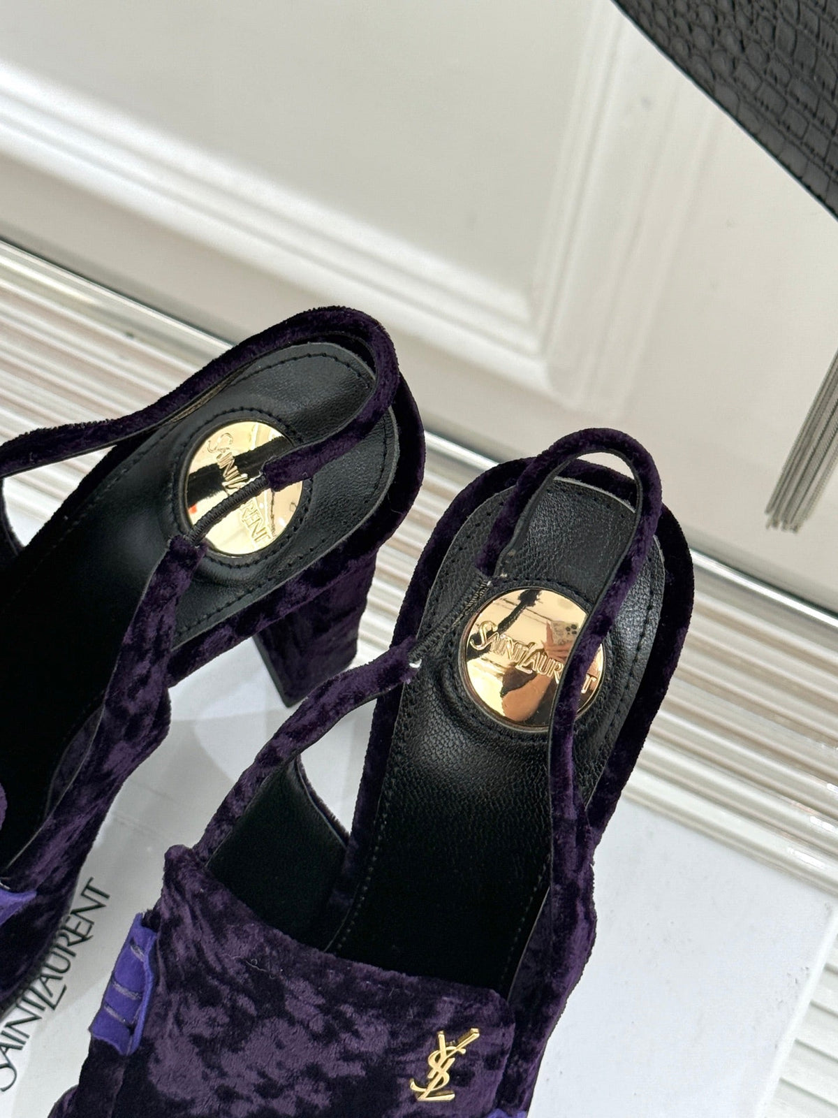 YSL 26WF Le Slingback 10.5cm Purple Velvet642957
