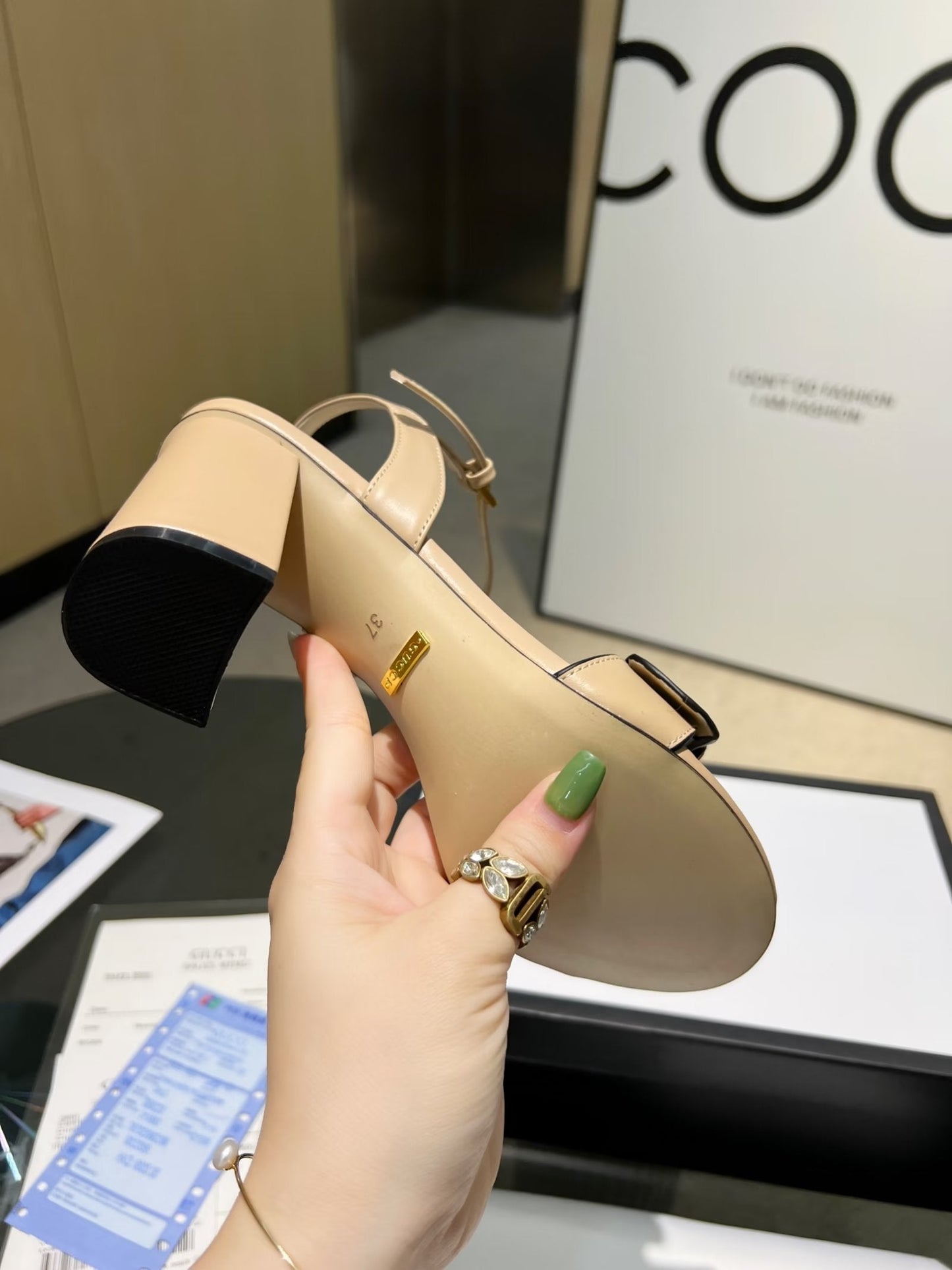 GG 26s Marmont Sandals 10cm Sandals Beige Leather 926704