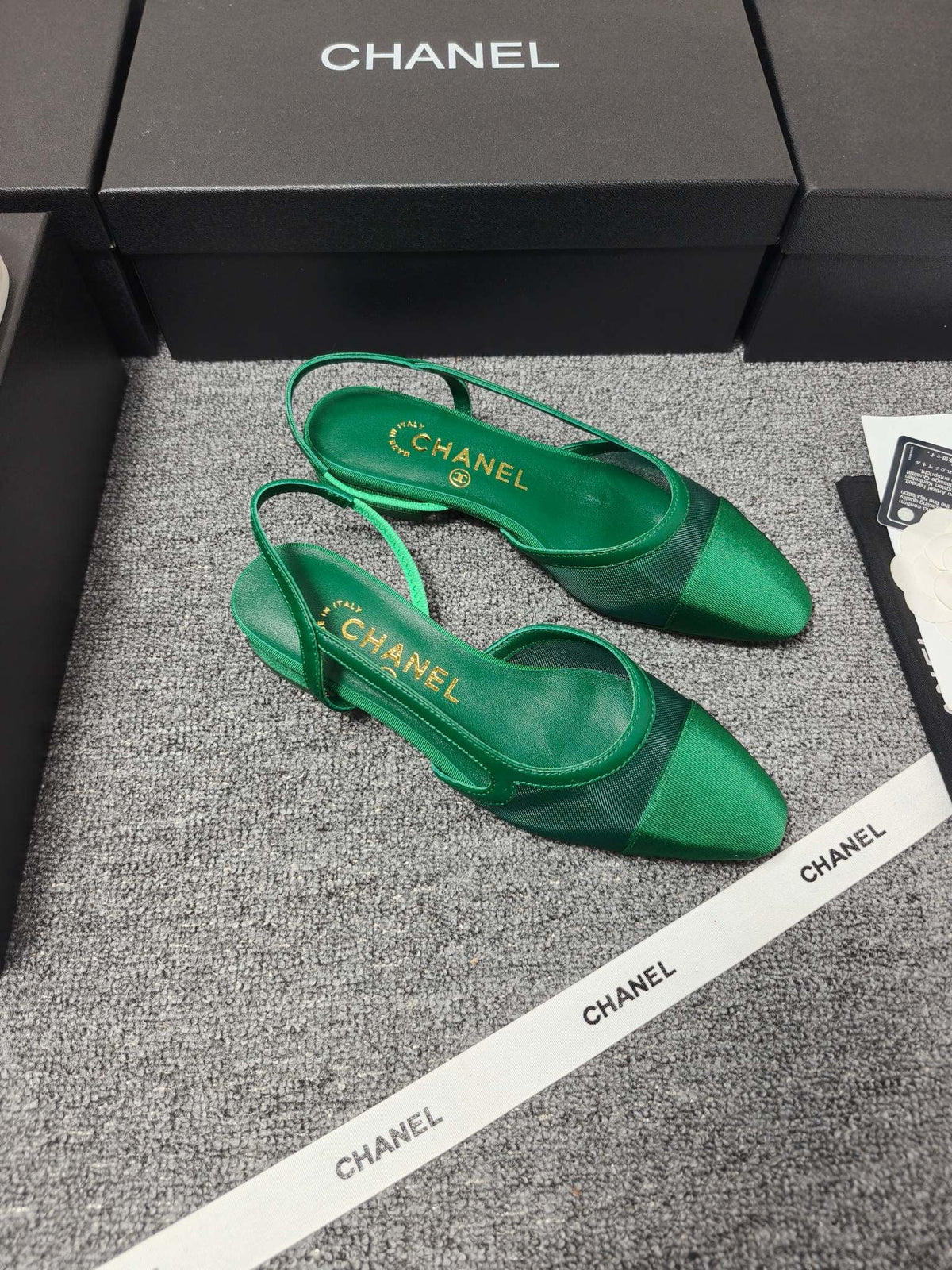CC 26s Slingback Green Mesh Fabric Sheepskin 681999