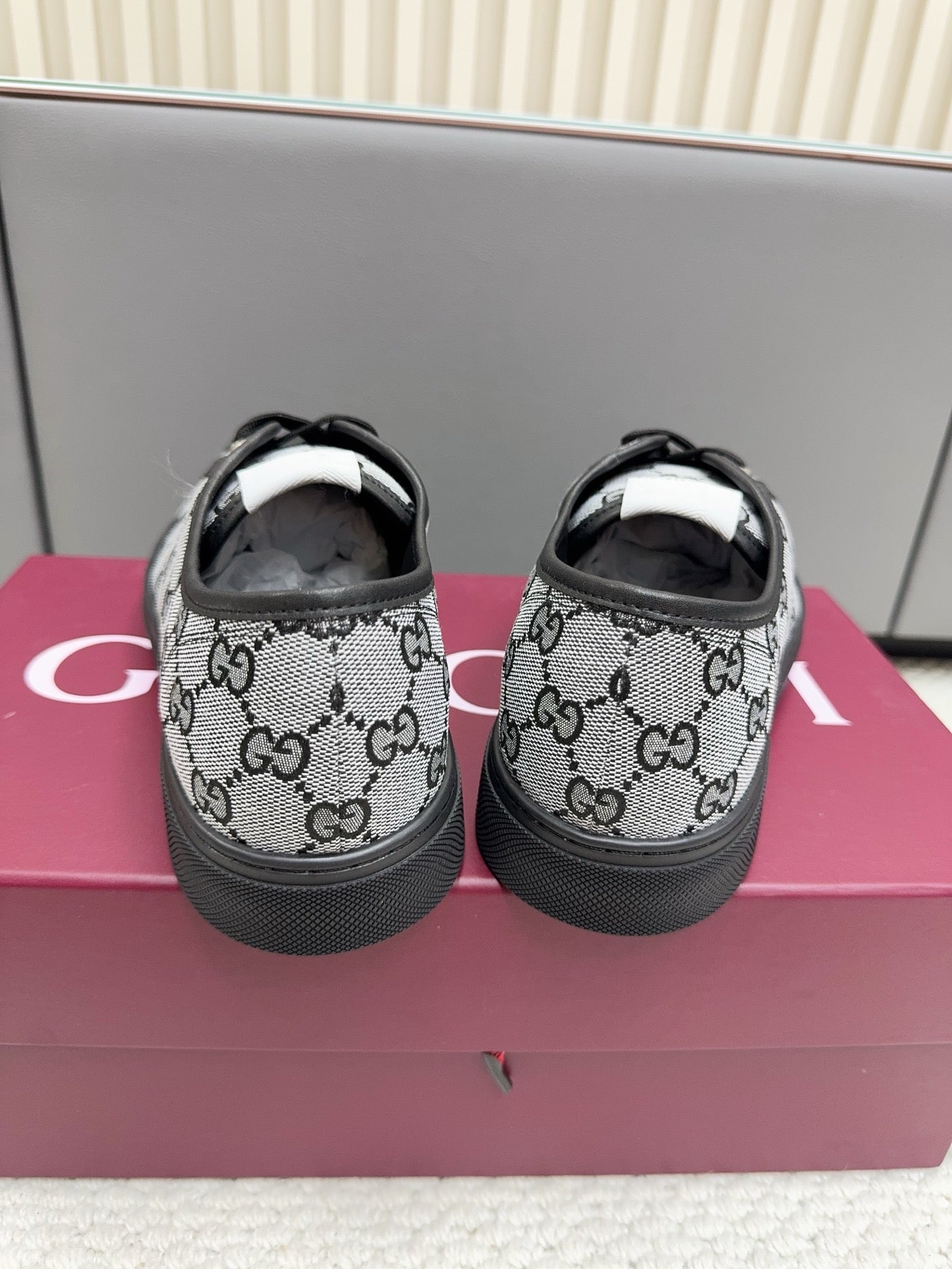GG Tennis 1977 Sneakers Black White Canvas Leather 788205