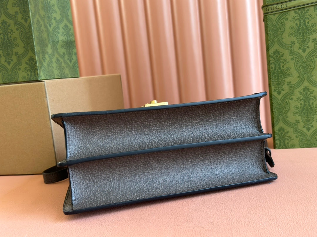 Gucci Ophidia 25cm Bag Ebony Brown Canvas Leather 248495