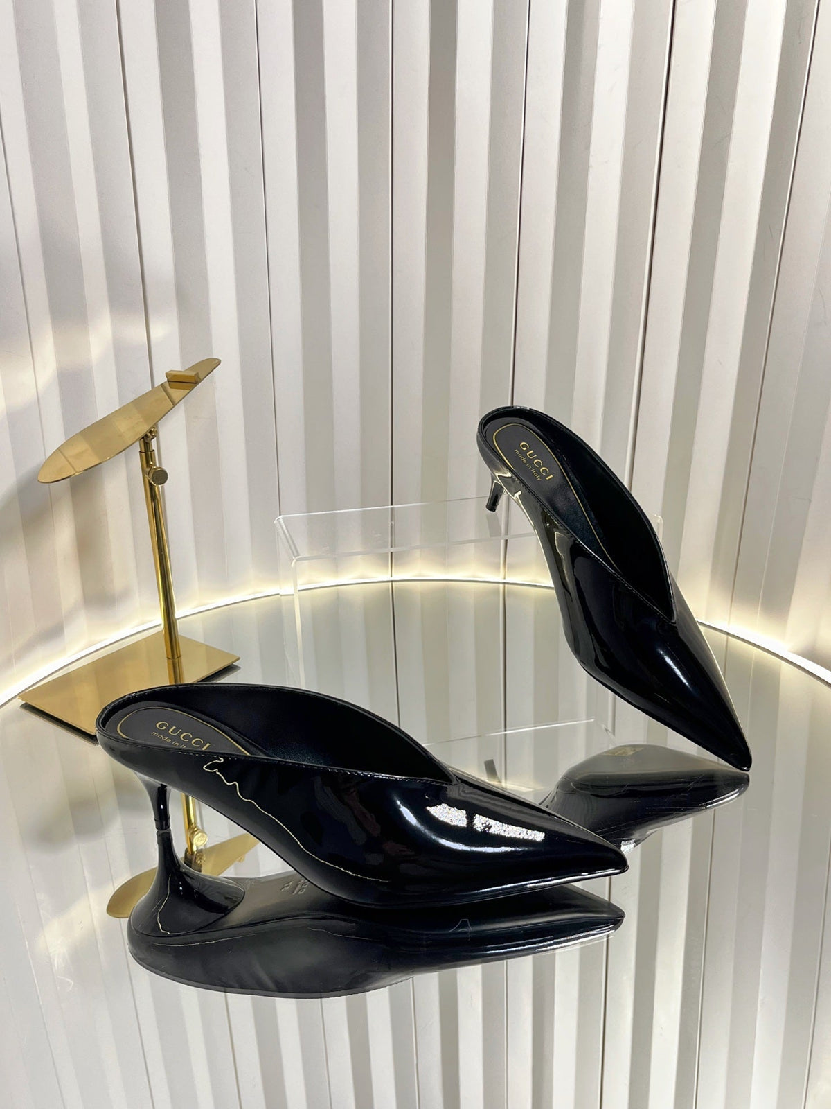 GG Women's Heeled Mules 50mm Black Patent Leather 548399