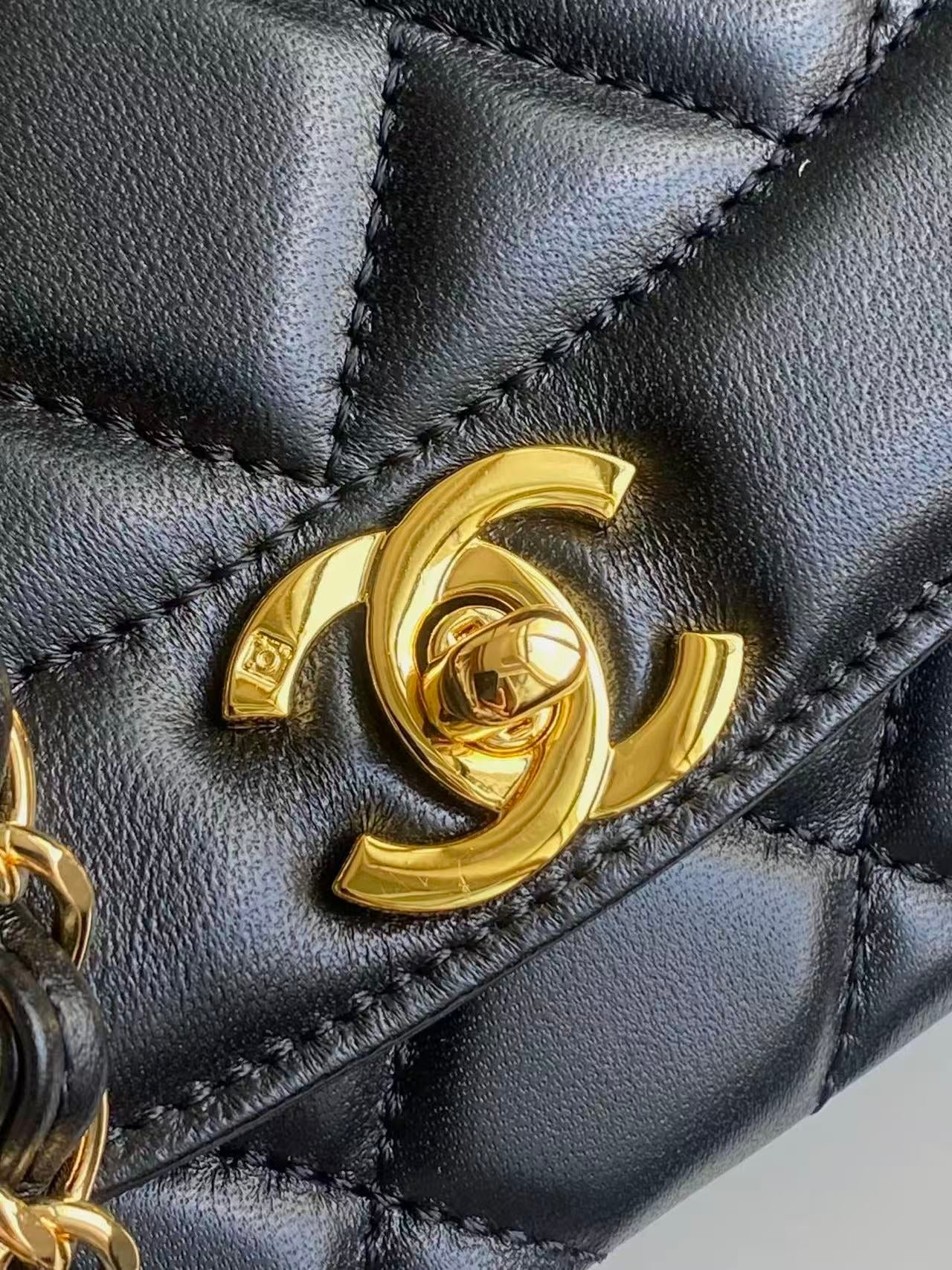 CC Small Diana Flap Bag Black Lambskin GHW