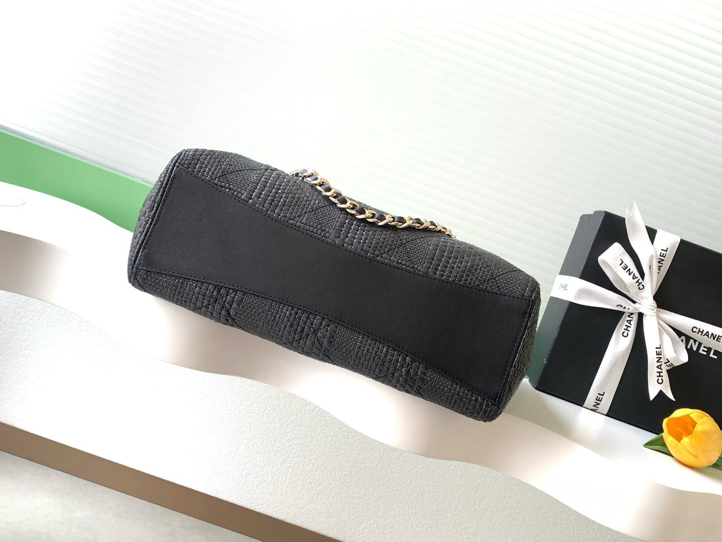 CC 26 Shopping Bag 40cm Black in Straw Woven 155651