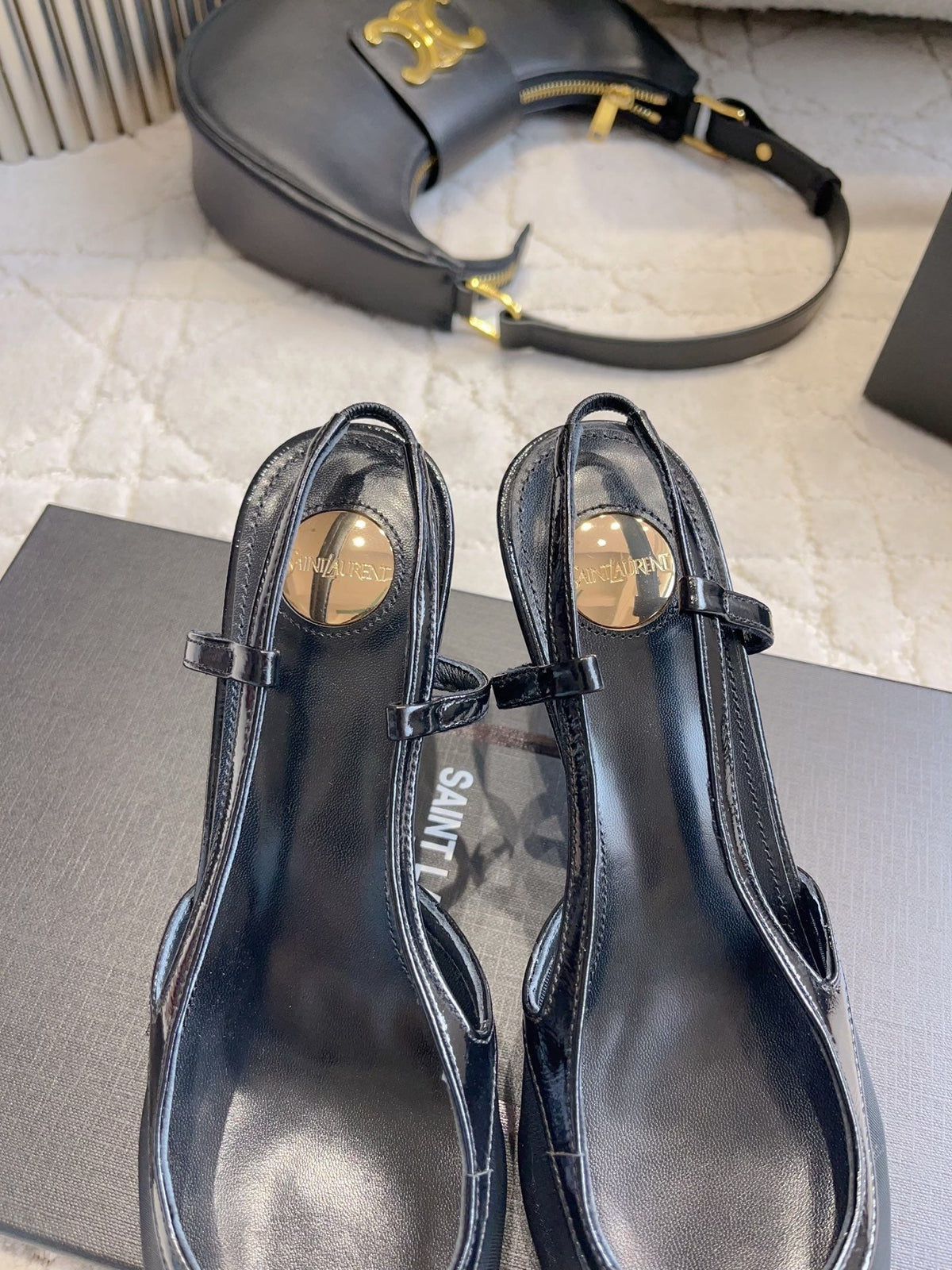 YSL Pointed-Toe Mesh Pumps 75mm Black Cowhide & Mesh 851890