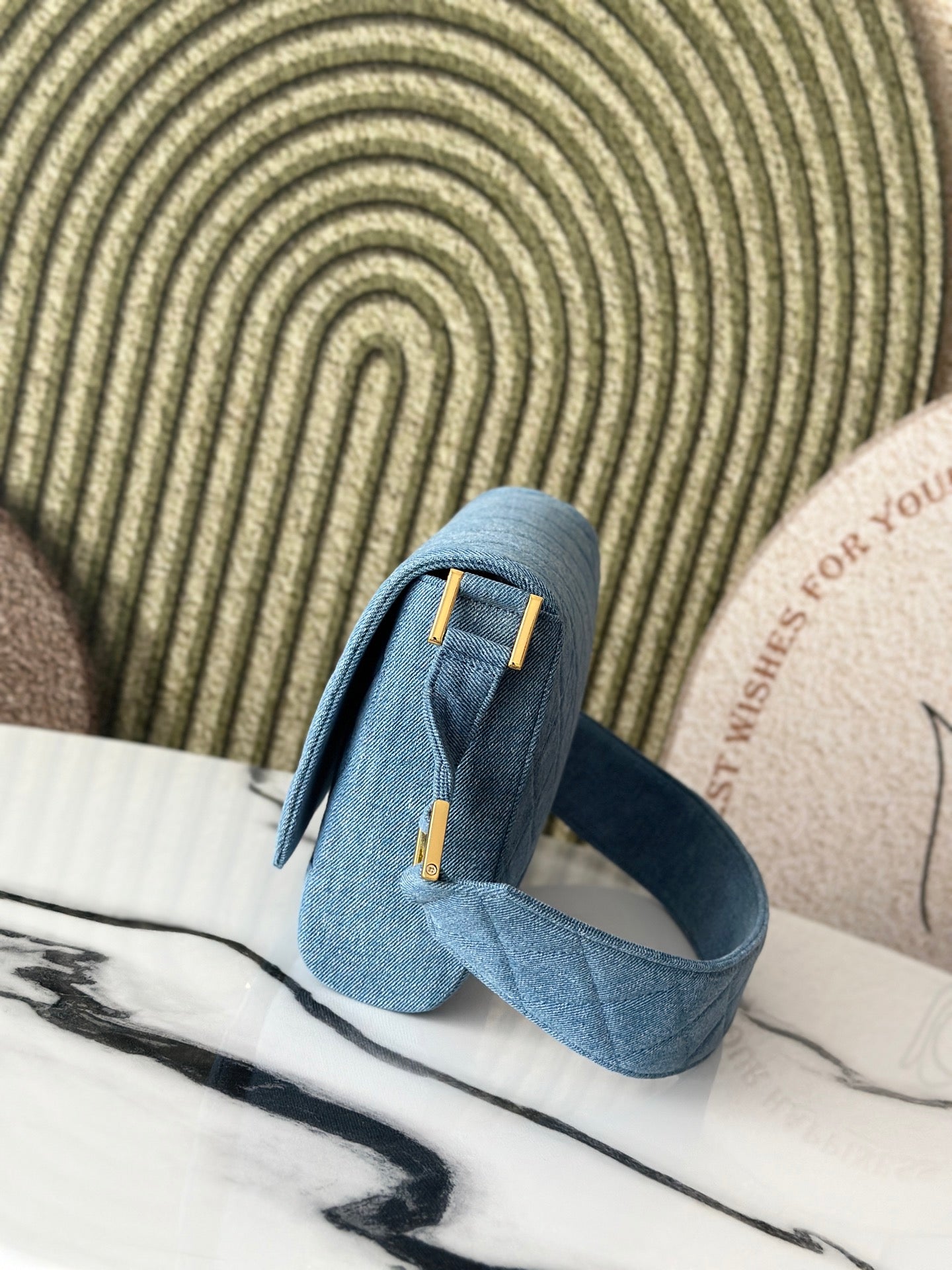 CC Classic Flap Bag 25.5cm Blue Quilted Denim
