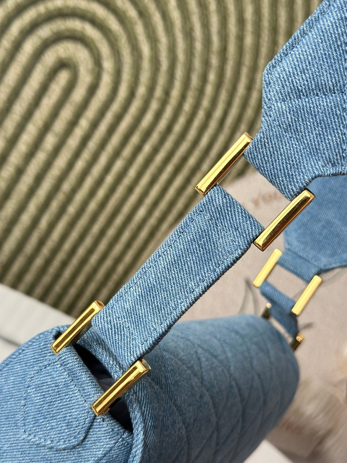 CC Classic Flap Bag 25.5cm Blue Quilted Denim