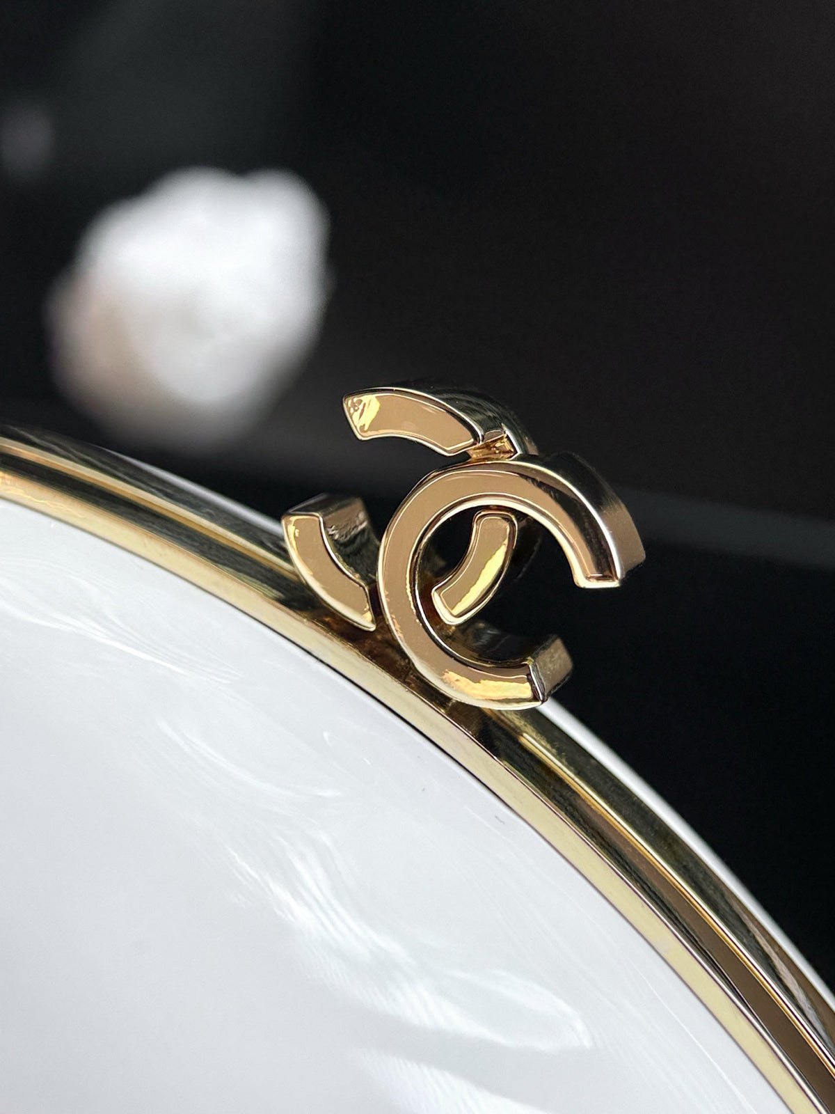 CC 26S Egg Minaudière Pearly 29cm White Composite