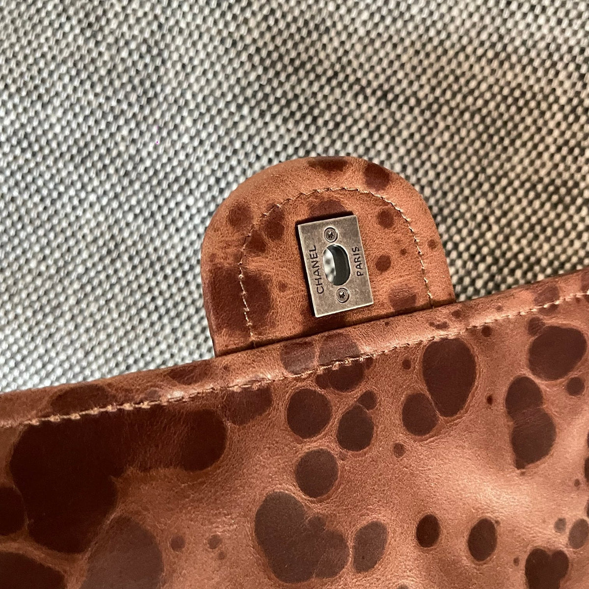 CC Vintage CC Flap Bag 26cm Brown Tortoiseshell Synthetic Leather