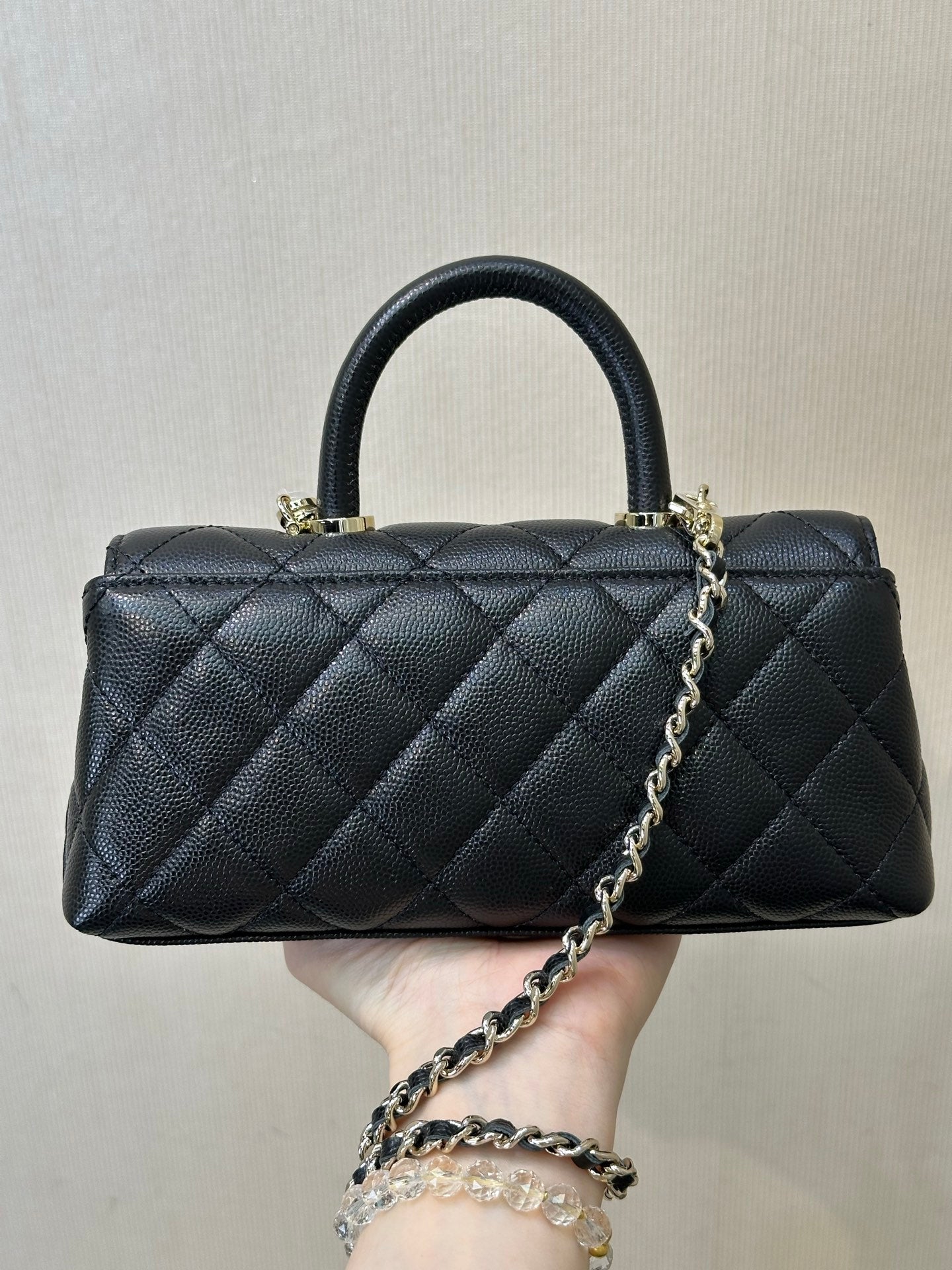 CC Coco Handle Bag 21cm Grained Calfskin Leather
