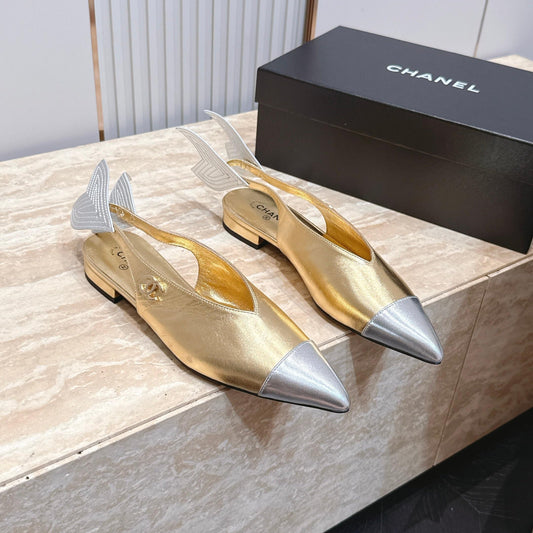 CC Métiers d'Art 2026 Slingback Flats Gold Metallic Lambskin 898972