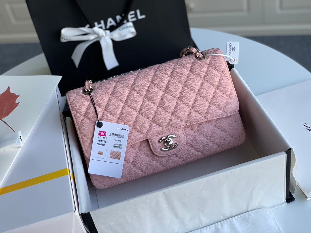 flap bag medium 25 pink caviar shw