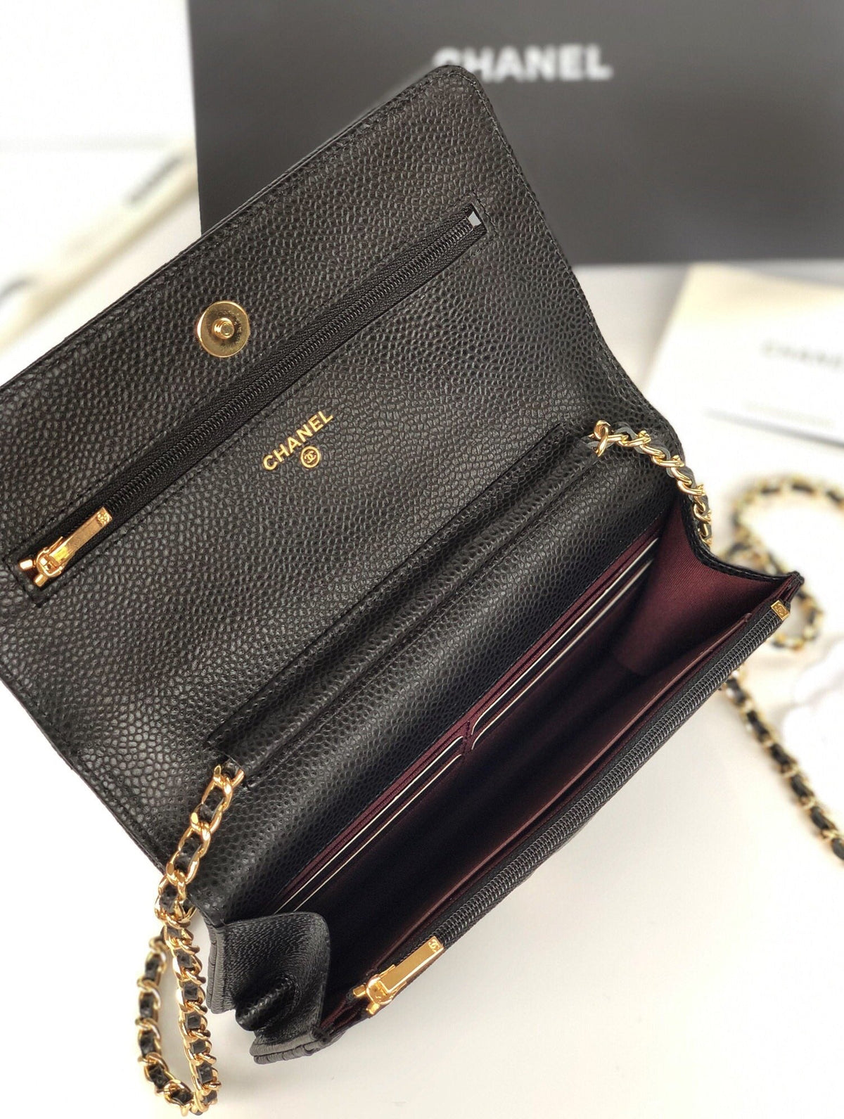 CC WOC Fortune Bag Black Quilted Caviar Leather 223299