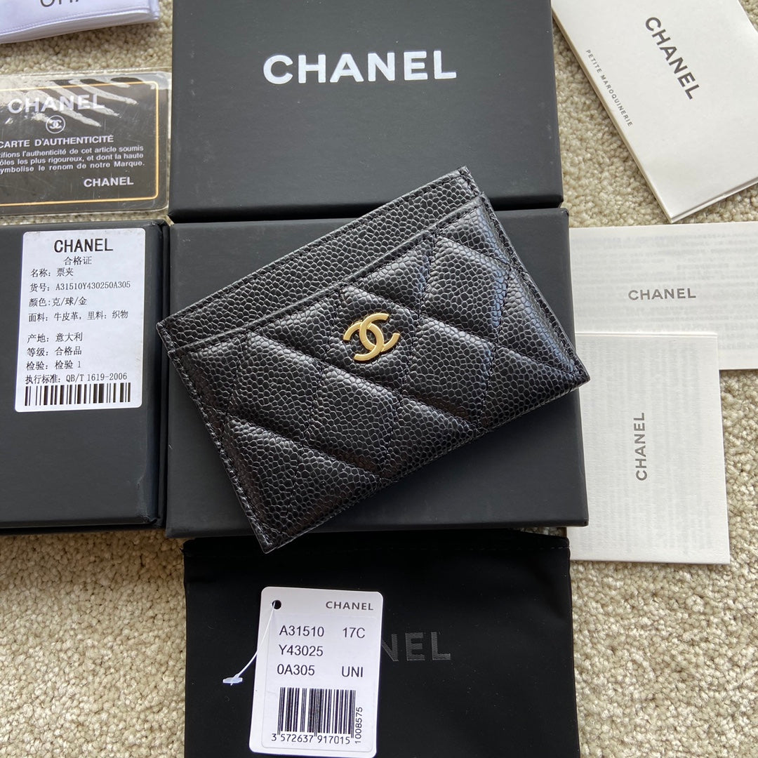 CC Classic Card Holder Black Caviar GHW 173998