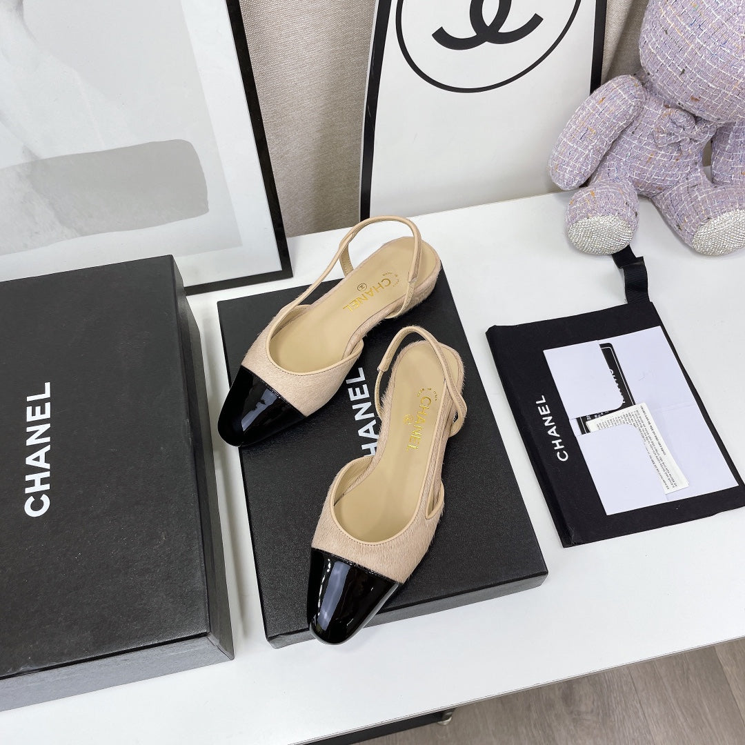 CC Slingback Beige Lambskin And Horsehair