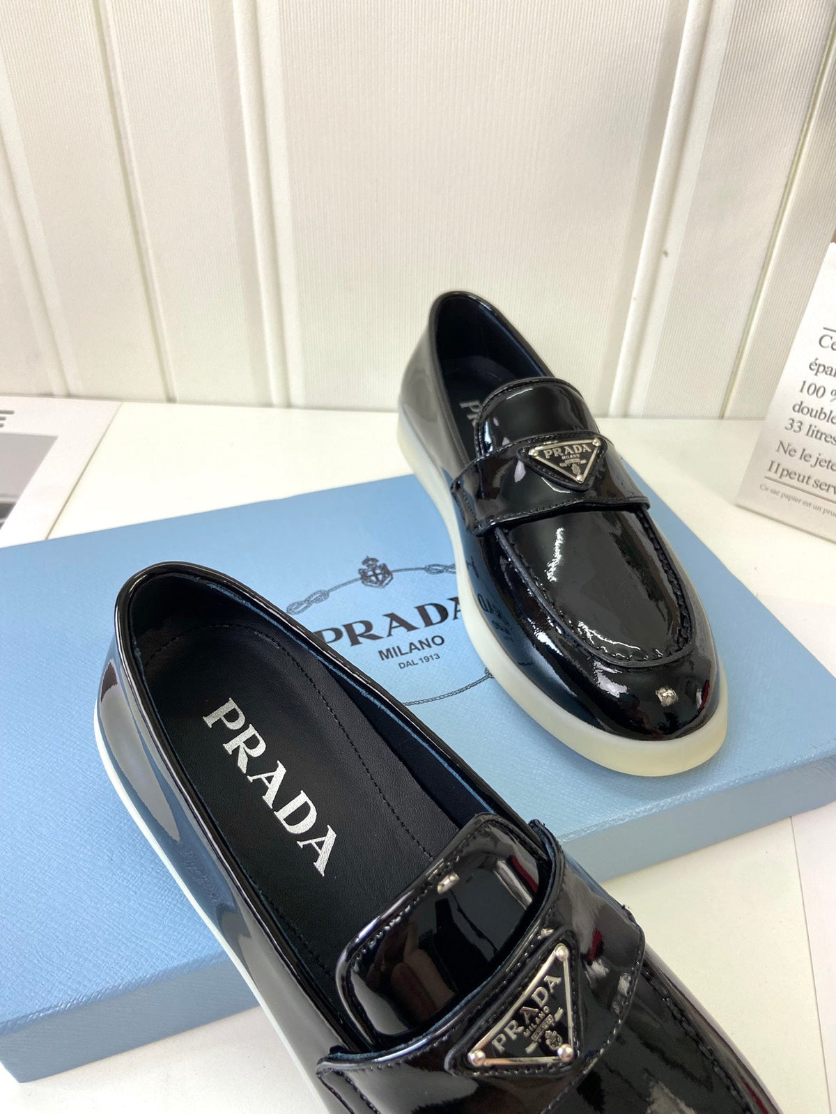 Prada Silhouette Loafers Black Patent Leather 839212