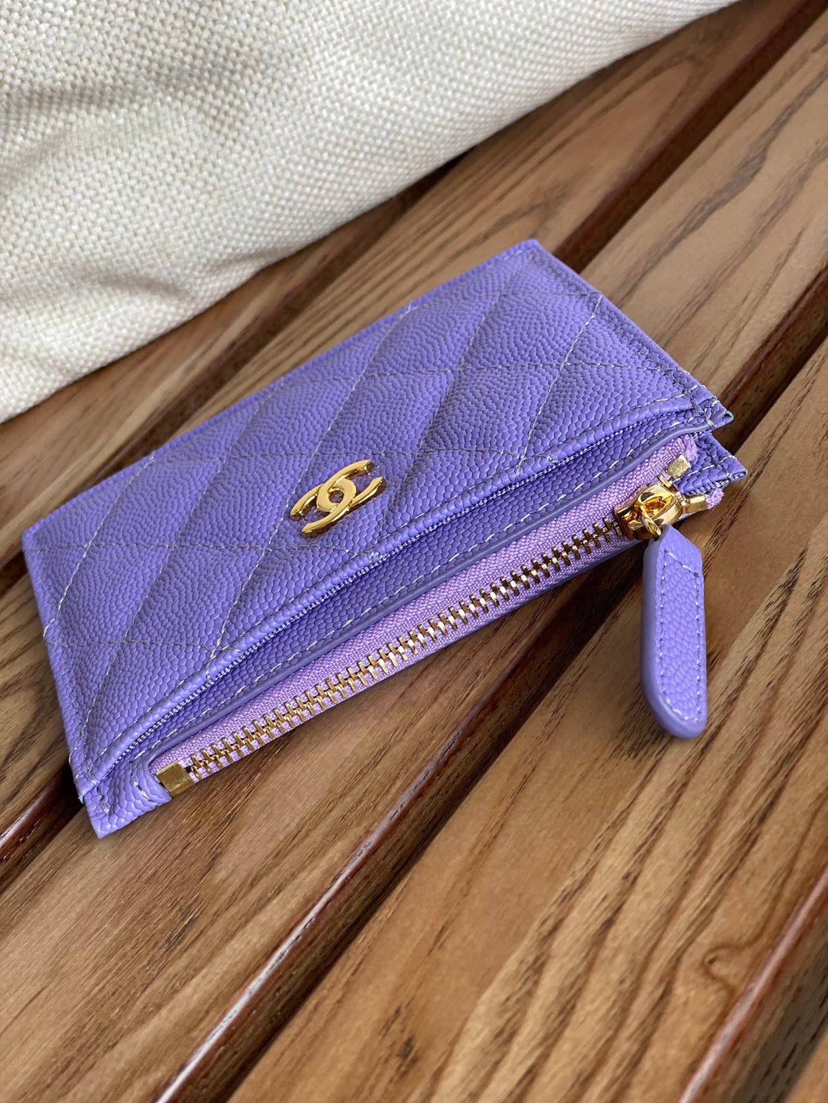 CC A84105 Coin Case Purple Gold Metal Caviar 240731