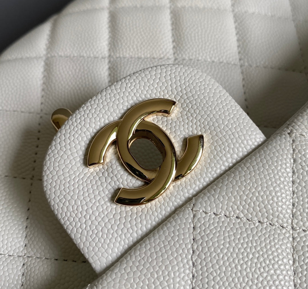 CC Handbag 28cm White Caviar Leather