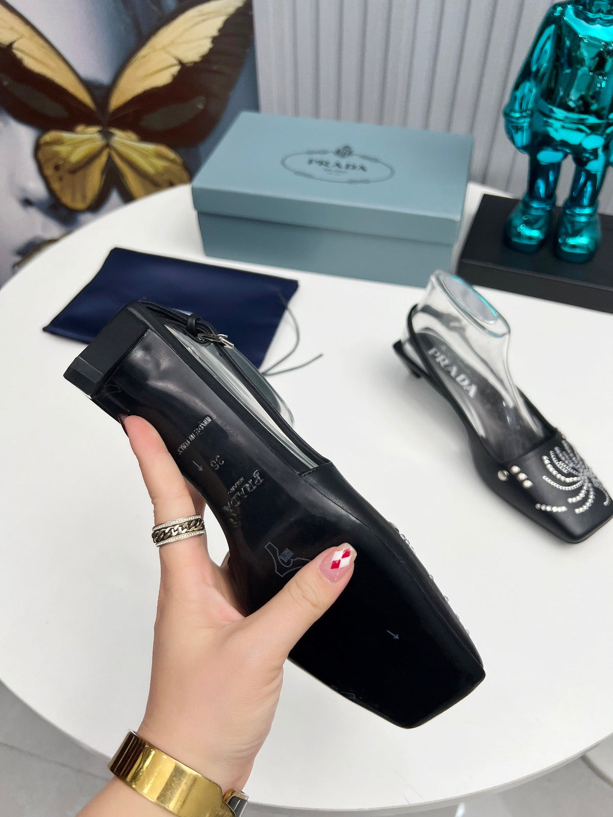 Prada 26SS Slingback 4cm Black Calfskin 680974