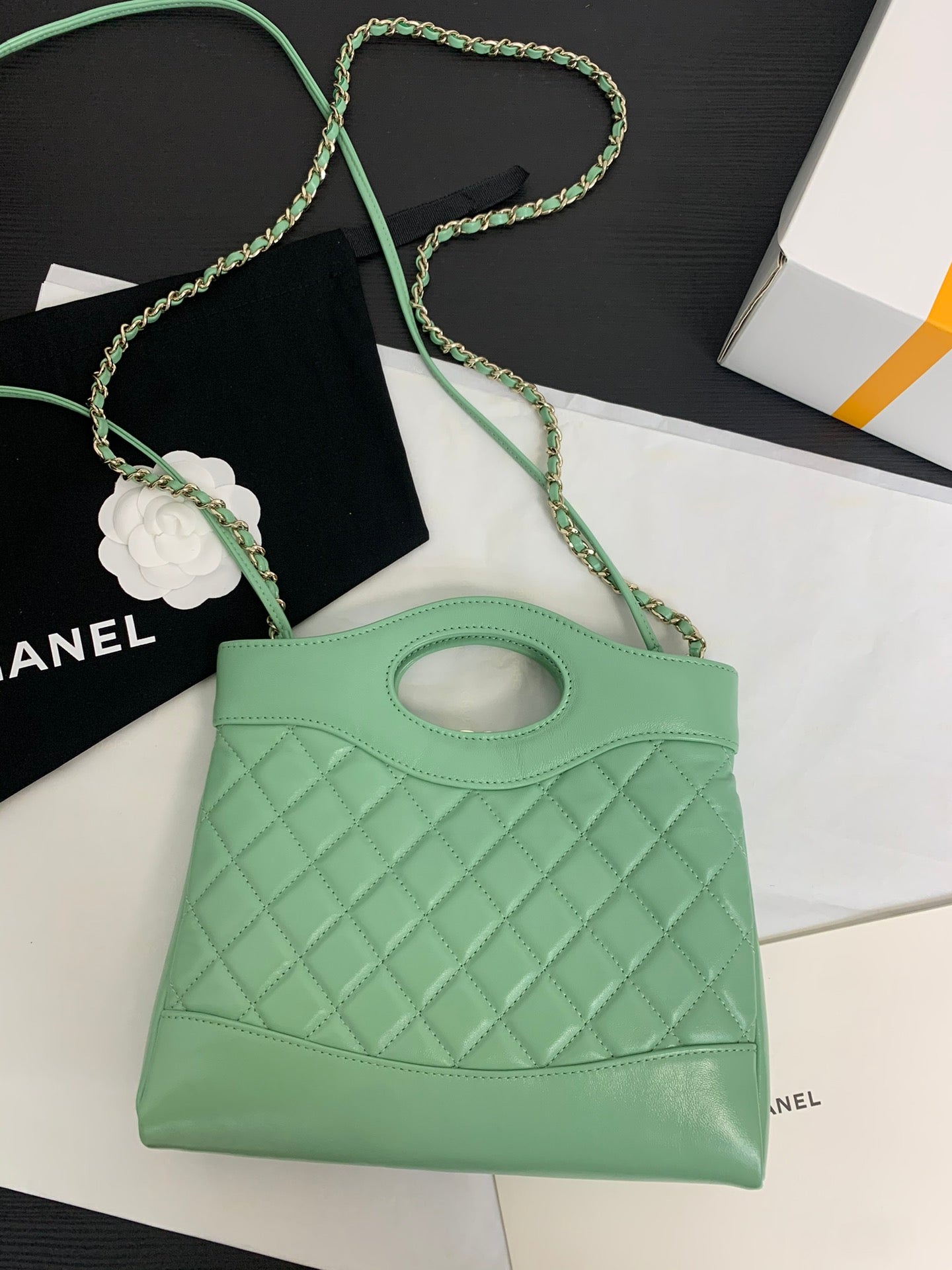 CC 31 Mini Shopping Bag 23cm Mint Green Calfskin