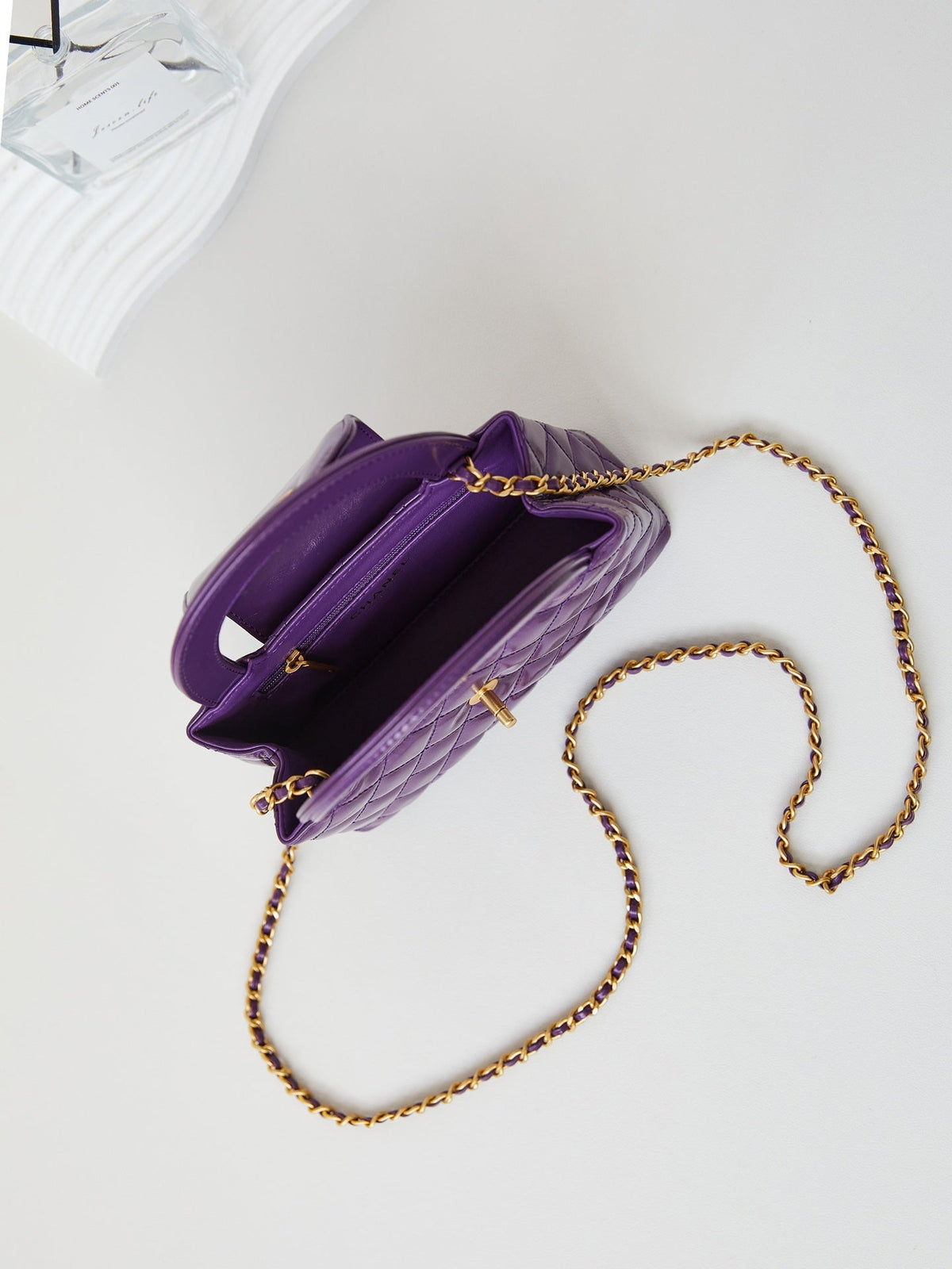 cc 24a nano 19cm kelly shopper bag purple lambskin