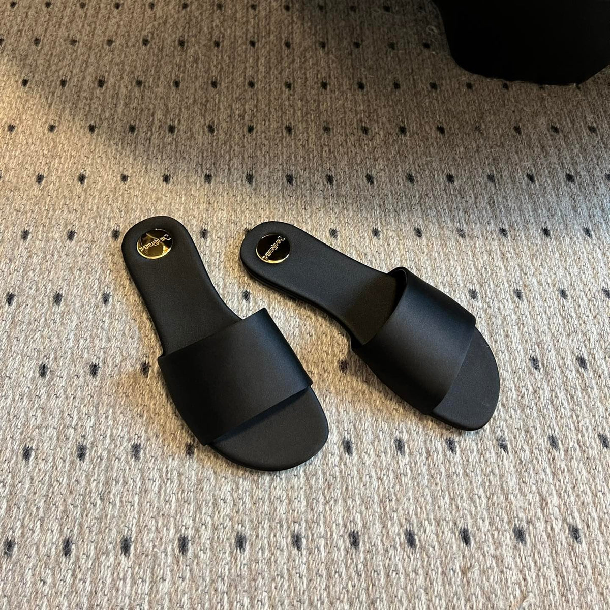YSL Carlyle Slippers Black Satin