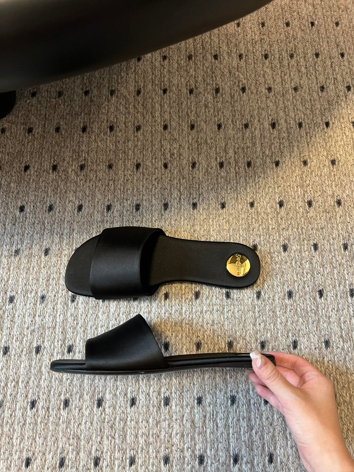 YSL Carlyle Slippers Black Satin