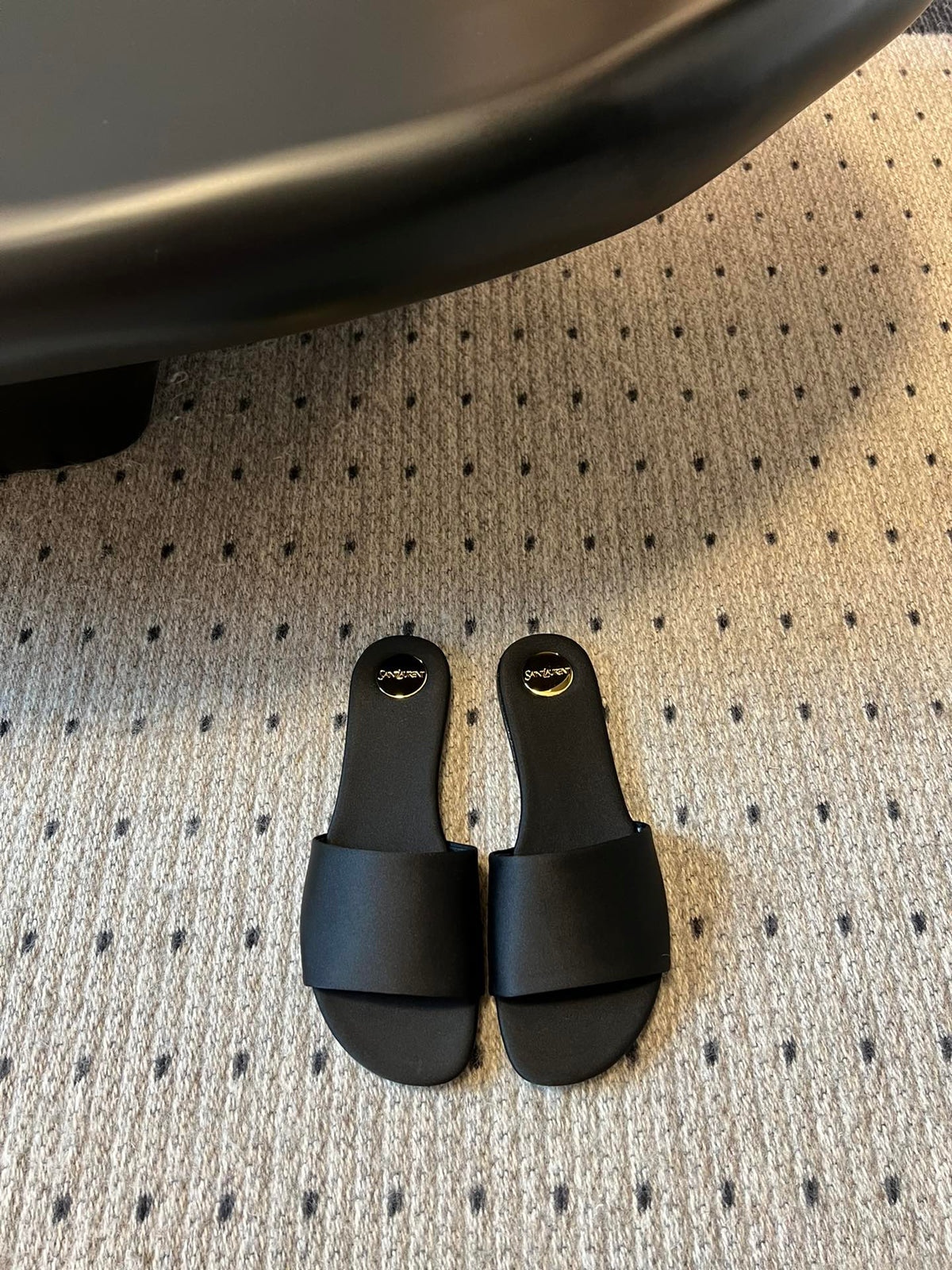 YSL Carlyle Slippers Black Satin
