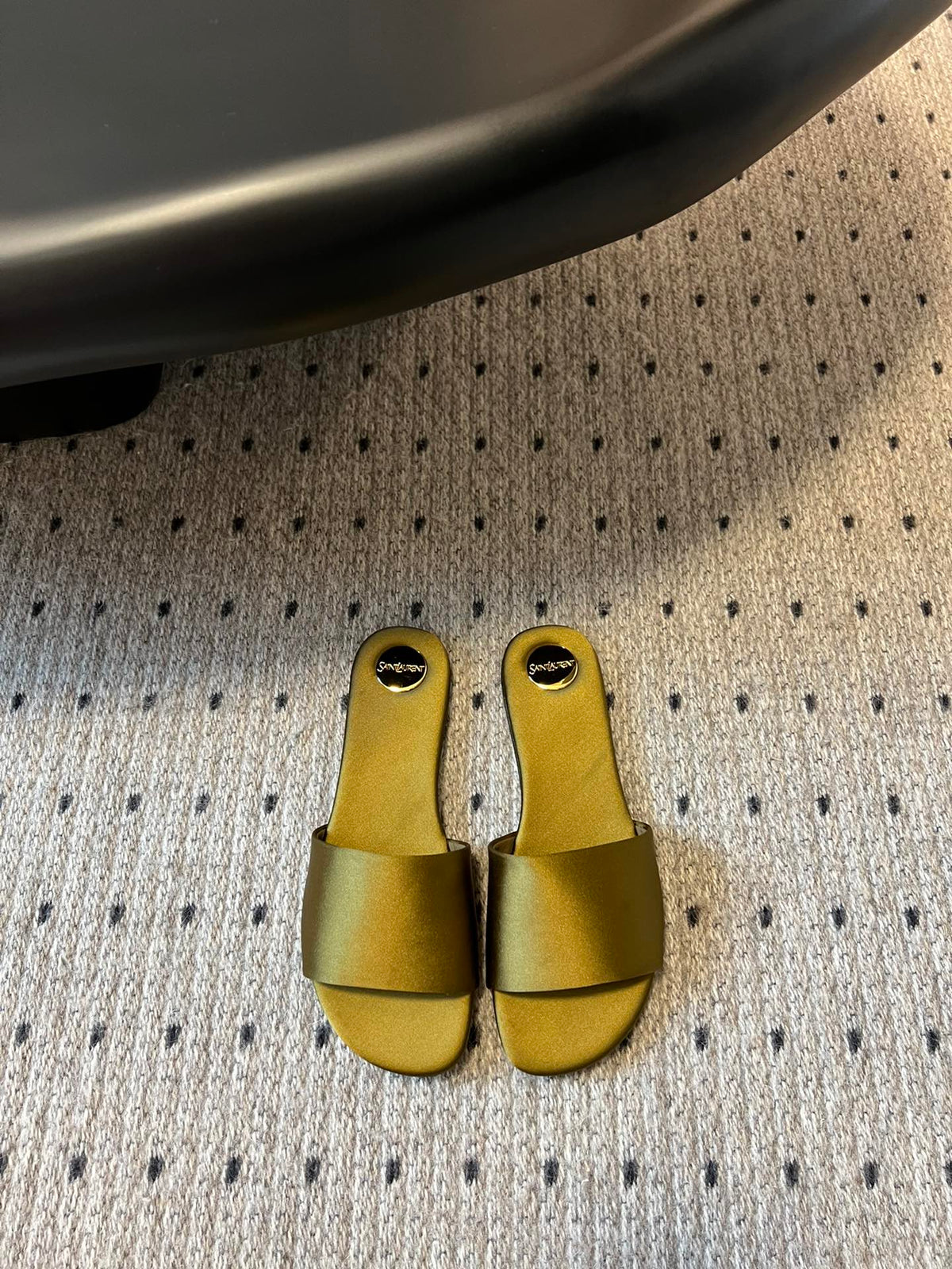 YSL Carlyle Slippers Mustard Satin