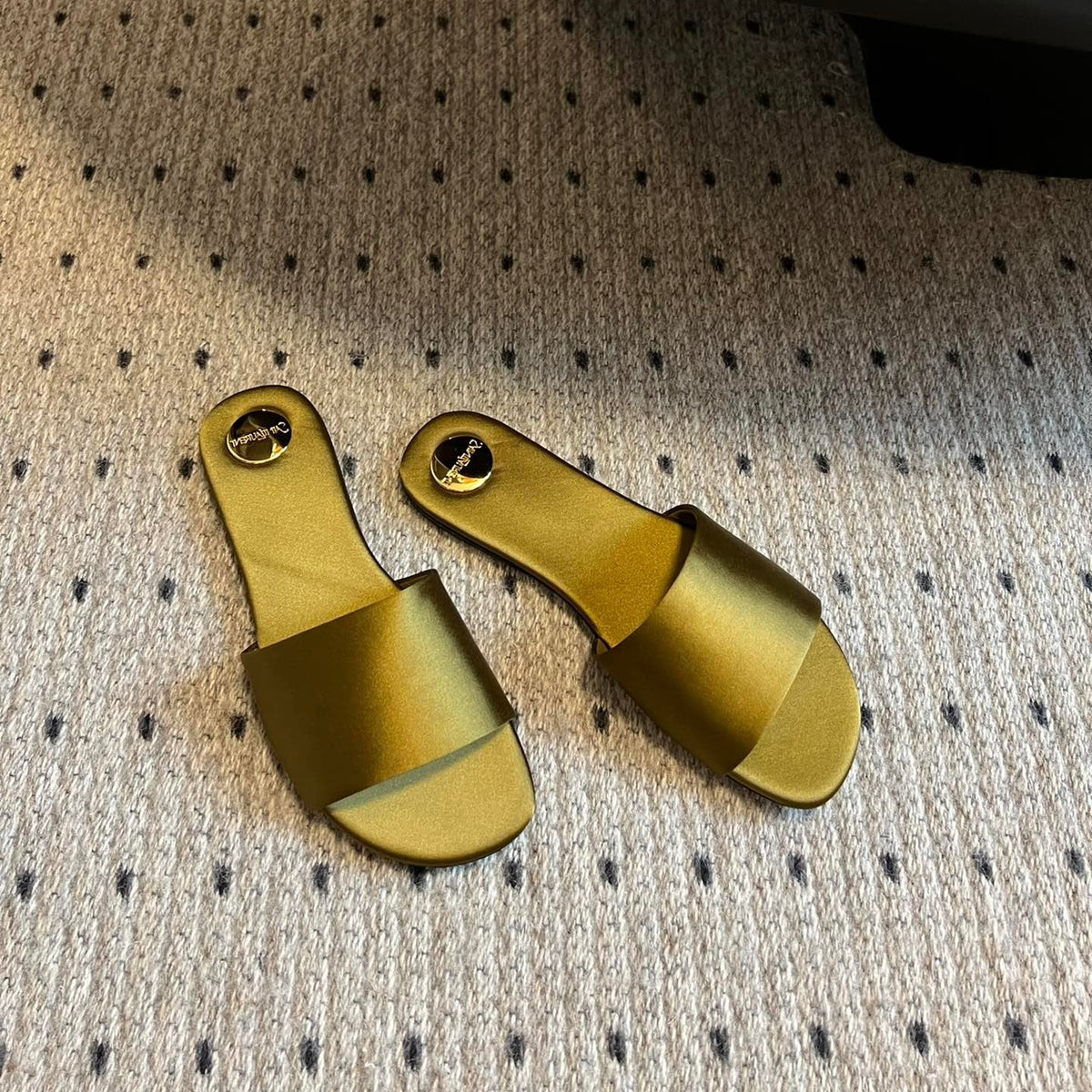 YSL Carlyle Slippers Mustard Satin