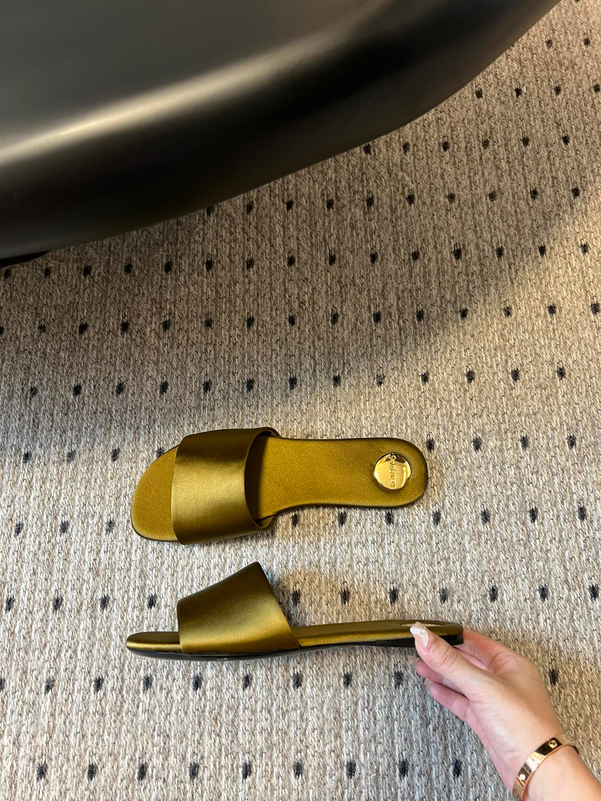 YSL Carlyle Slippers Mustard Satin