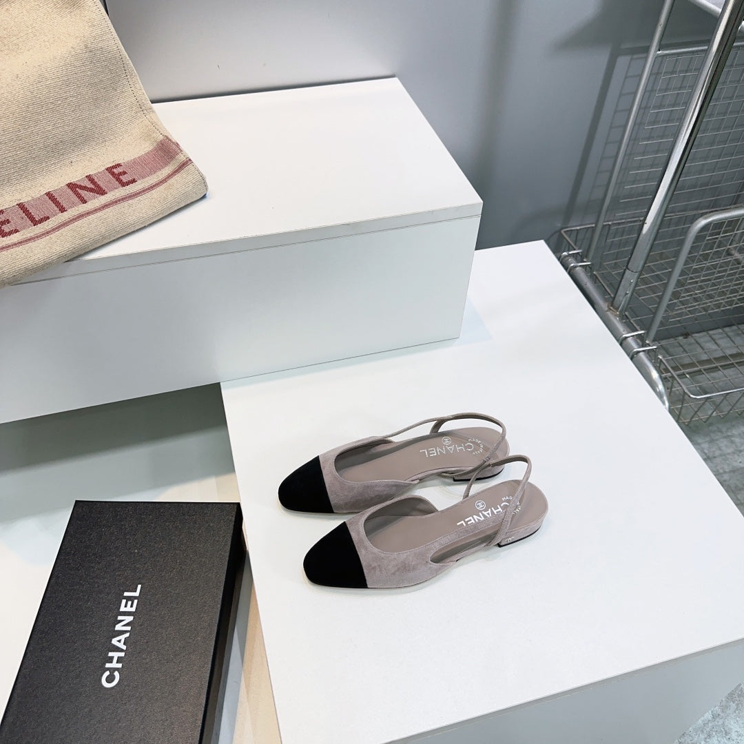 CC 25 SlingBack Flat 20mm Grey Black Suede 388462