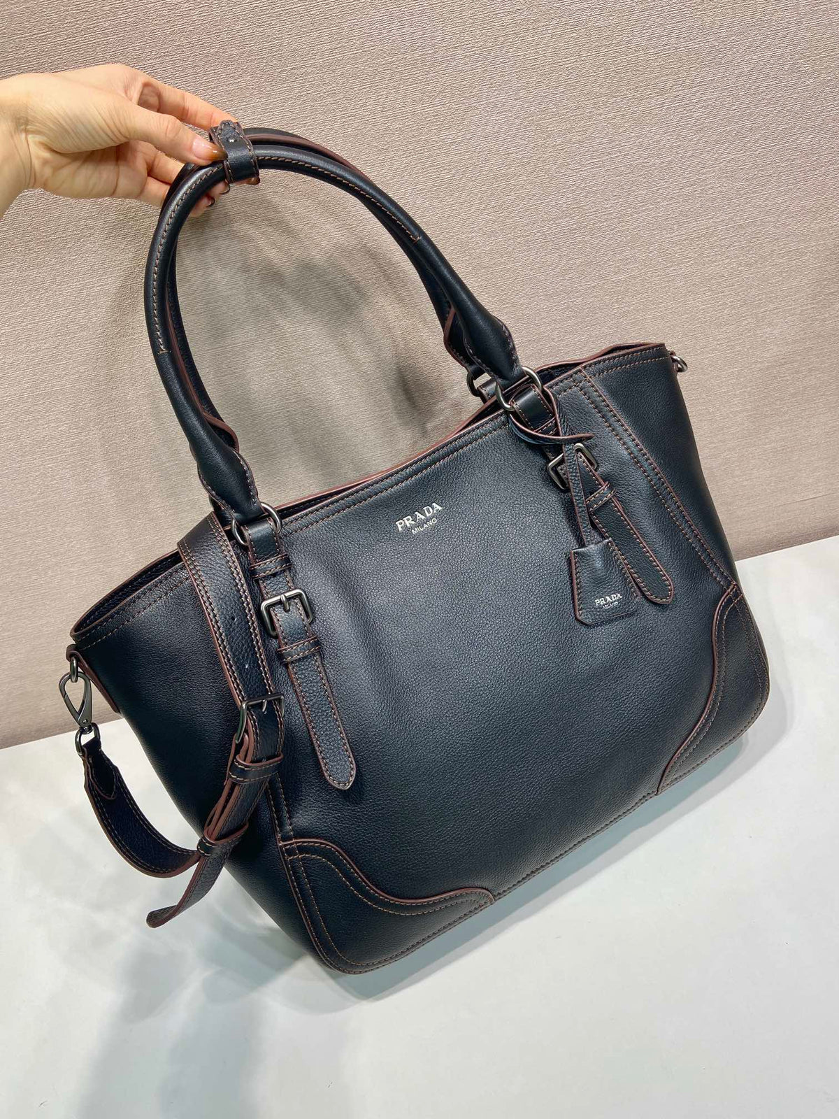 Prada Large Tote Bag 38cm Black Leather
