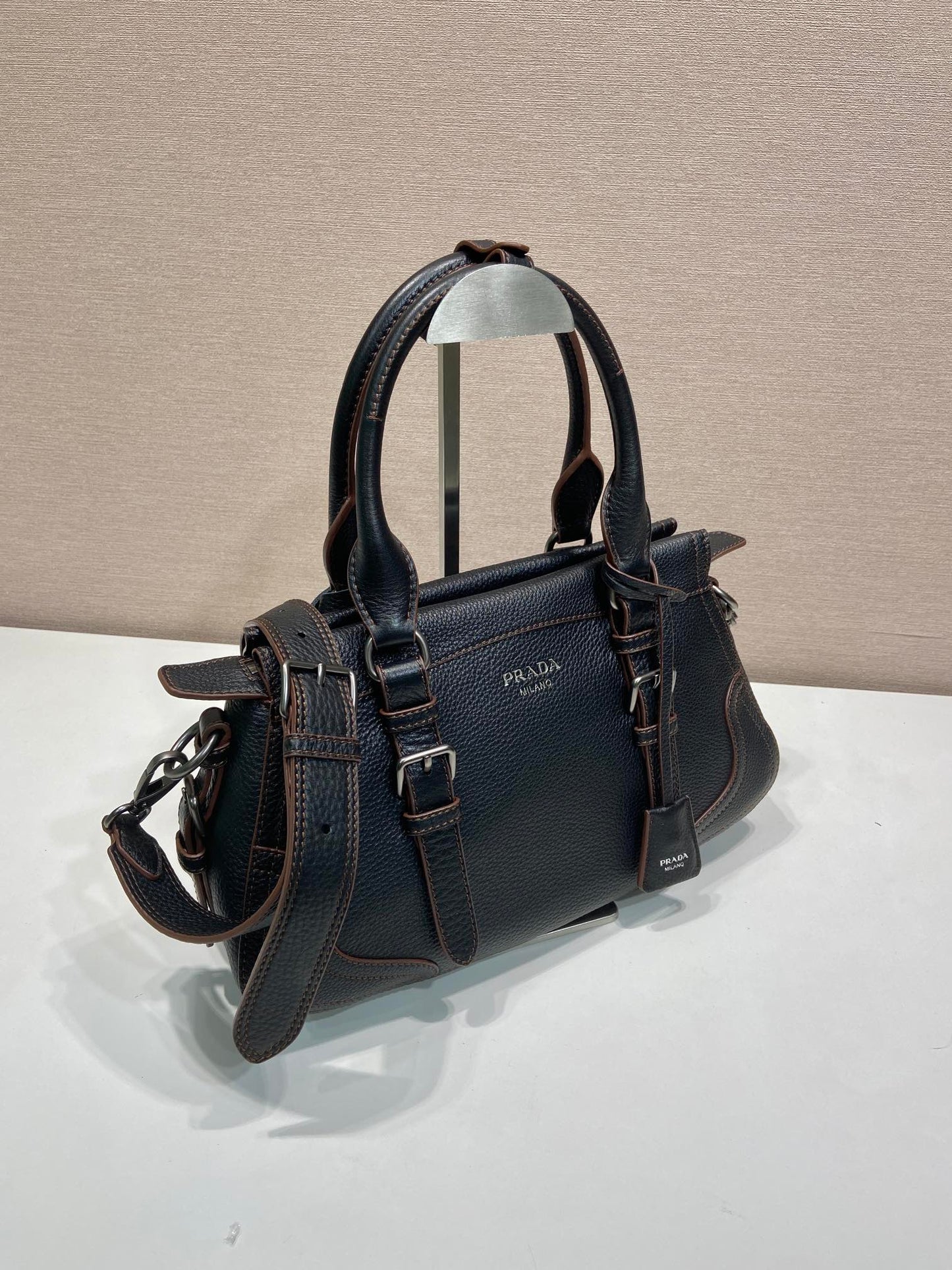 Prada Large Tote Bag 35cm Black Leather