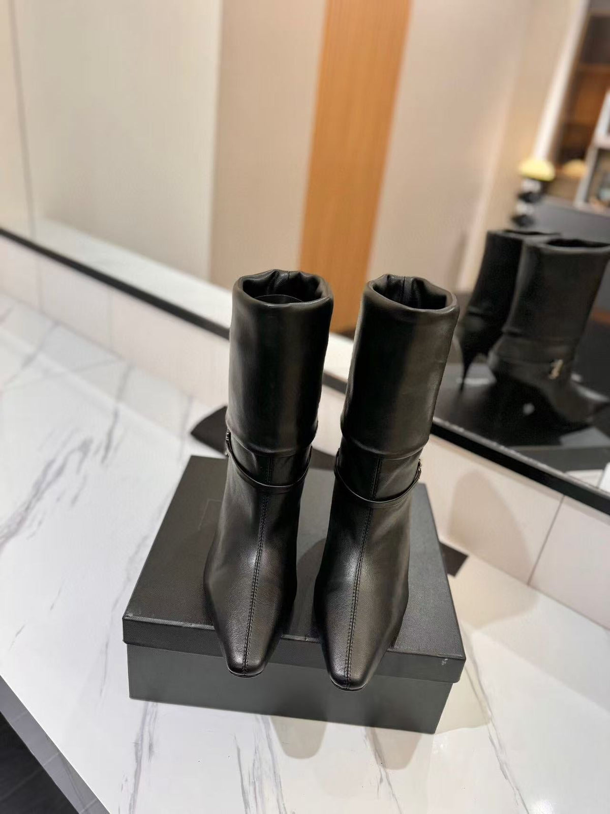 YSL Niki Ankle Boot 90mm Black Leather